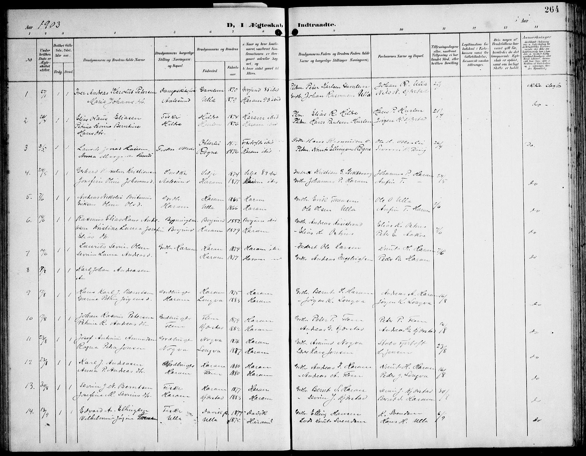 Ministerialprotokoller, klokkerbøker og fødselsregistre - Møre og Romsdal, AV/SAT-A-1454/536/L0511: Parish register (copy) no. 536C06, 1899-1944, p. 264