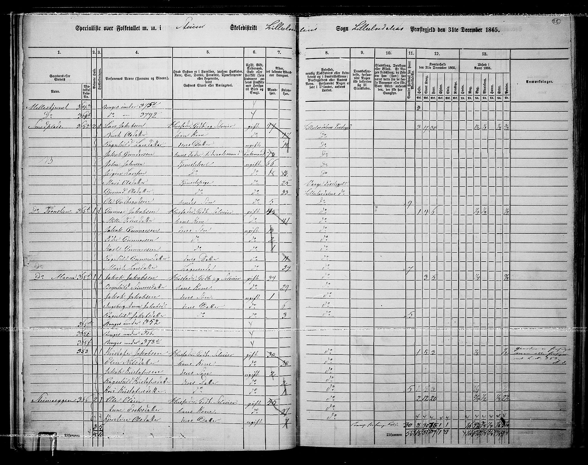 RA, 1865 census for Lille Elvedalen, 1865, p. 28