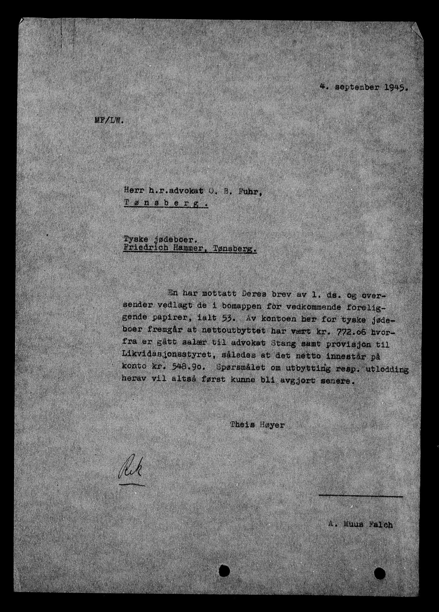 Justisdepartementet, Tilbakeføringskontoret for inndratte formuer, AV/RA-S-1564/H/Hc/Hcd/L0998: --, 1945-1947, p. 8