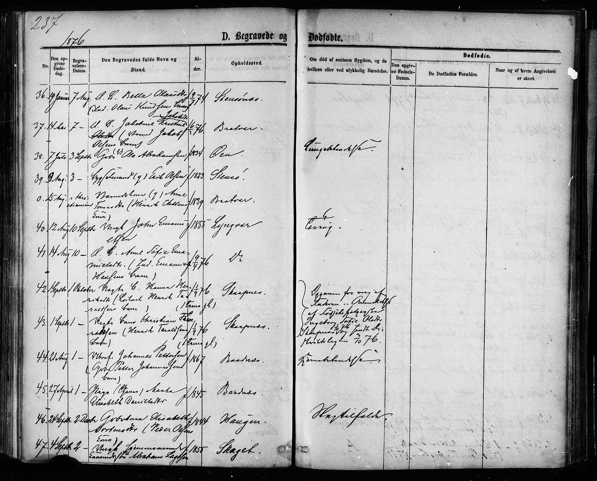 Ministerialprotokoller, klokkerbøker og fødselsregistre - Møre og Romsdal, AV/SAT-A-1454/581/L0938: Parish register (official) no. 581A06, 1873-1879, p. 237