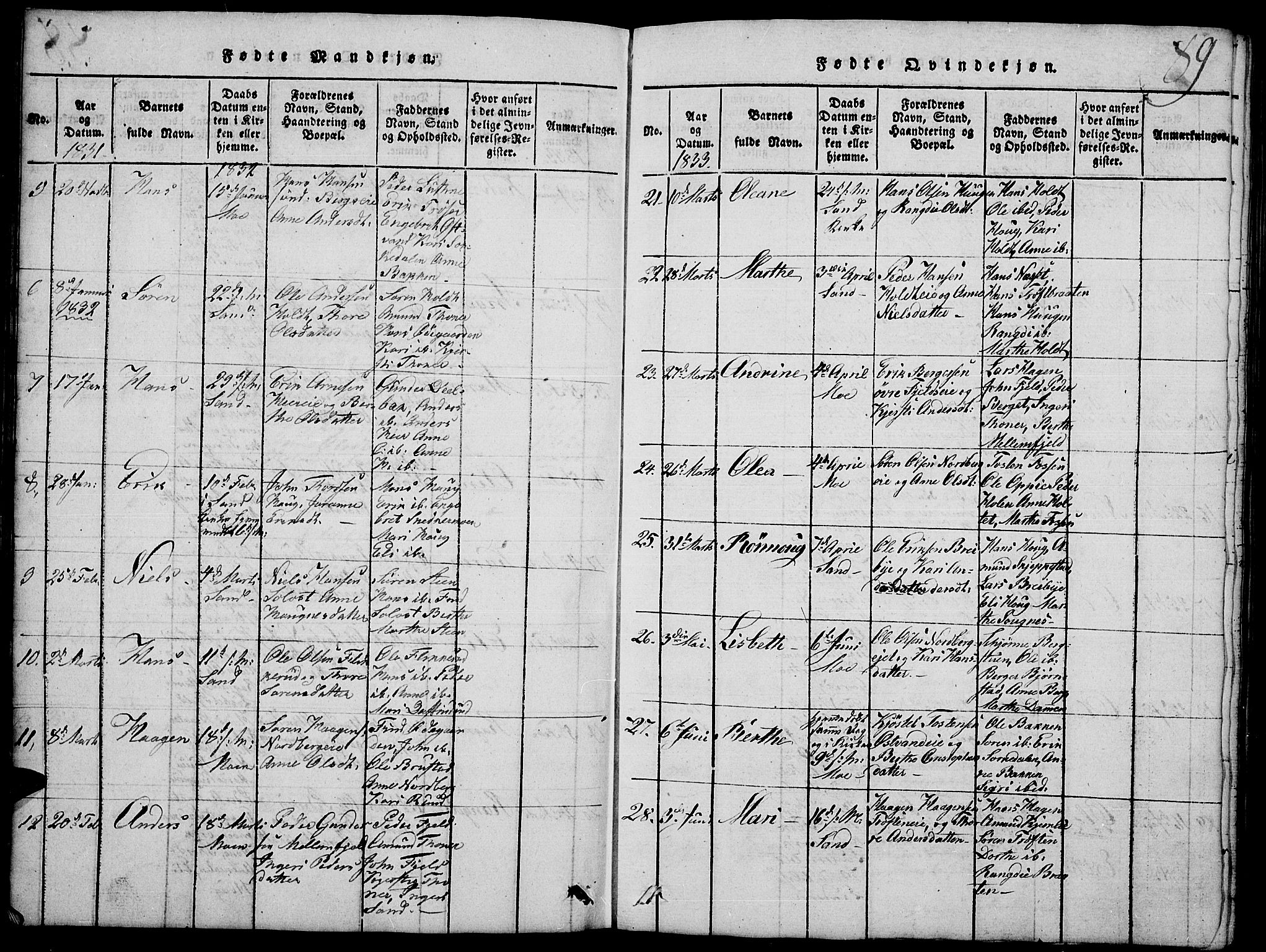 Nord-Odal prestekontor, AV/SAH-PREST-032/H/Ha/Hab/L0001: Parish register (copy) no. 1, 1819-1838, p. 89