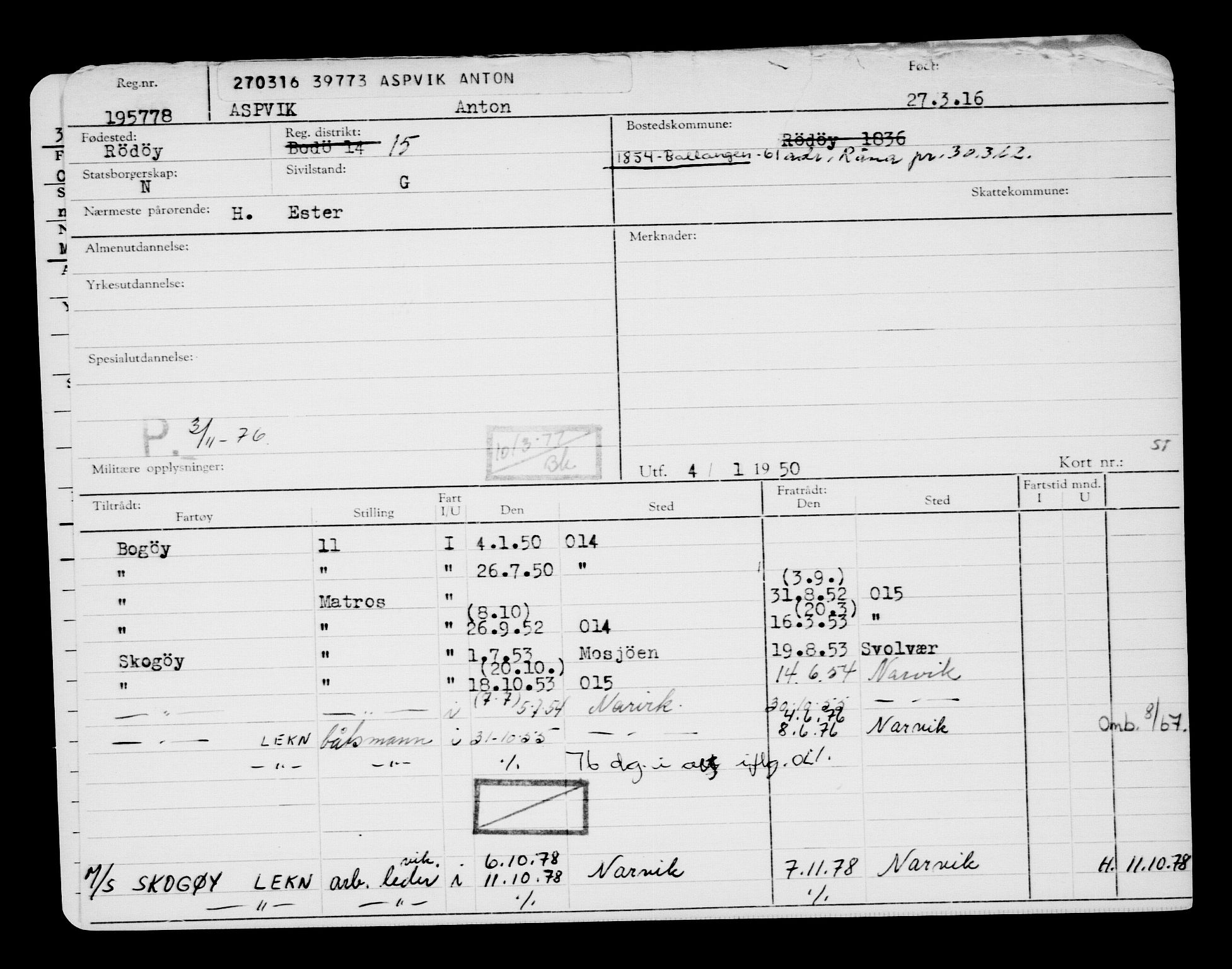 Direktoratet for sjømenn, AV/RA-S-3545/G/Gb/L0137: Hovedkort, 1916, p. 699