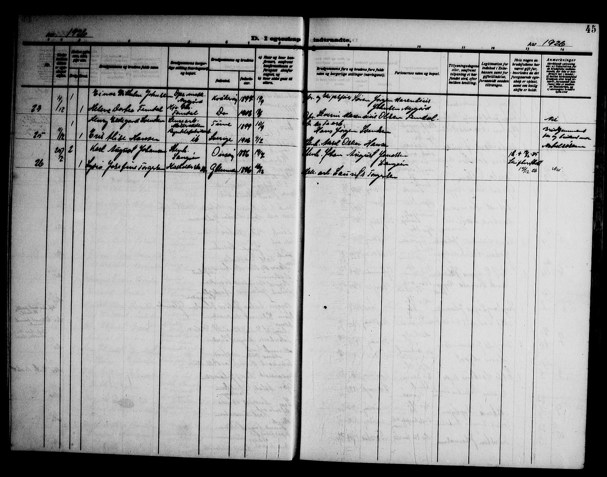 Kråkerøy prestekontor Kirkebøker, AV/SAO-A-10912/G/Ga/L0002: Parish register (copy) no. 2, 1908-1952, p. 45