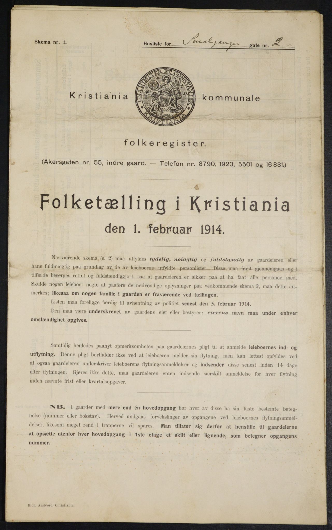 OBA, Municipal Census 1914 for Kristiania, 1914, p. 96836