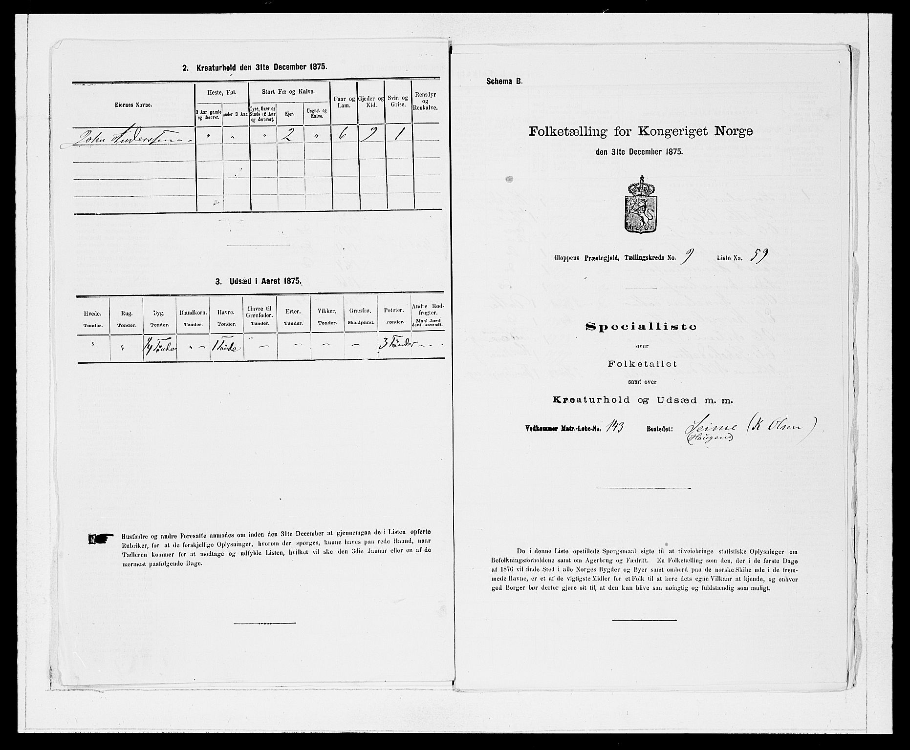 SAB, 1875 Census for 1445P Gloppen, 1875, p. 1069