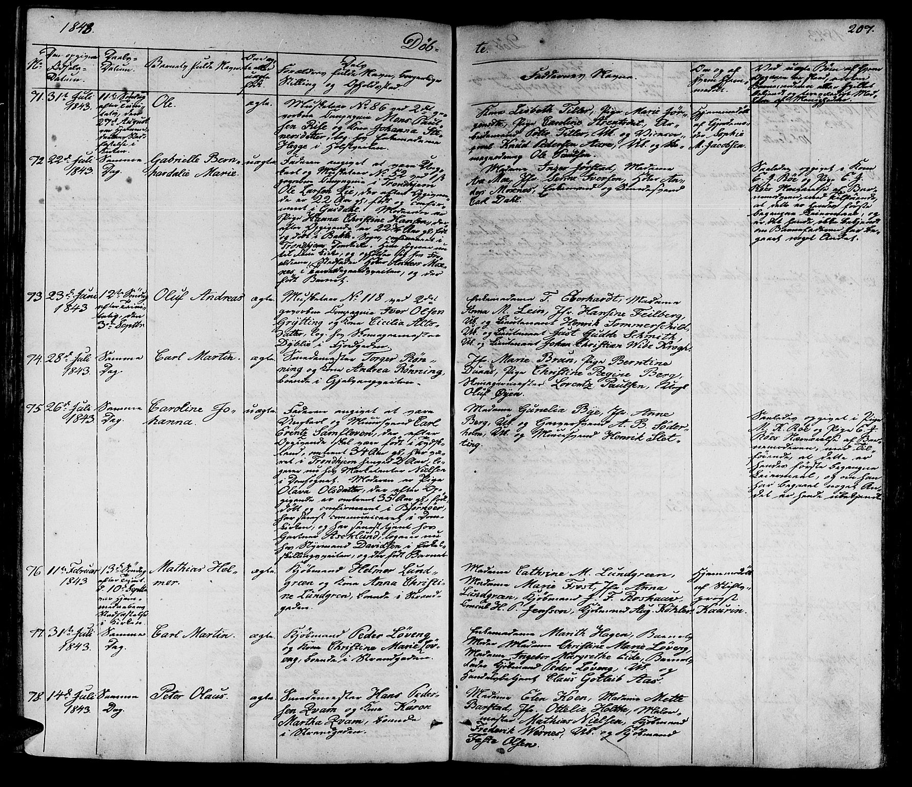 Ministerialprotokoller, klokkerbøker og fødselsregistre - Sør-Trøndelag, AV/SAT-A-1456/602/L0136: Parish register (copy) no. 602C04, 1833-1845, p. 207