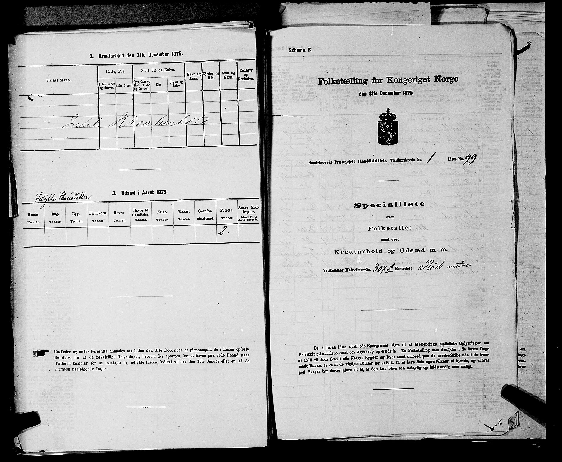 SAKO, 1875 census for 0724L Sandeherred/Sandeherred, 1875, p. 419