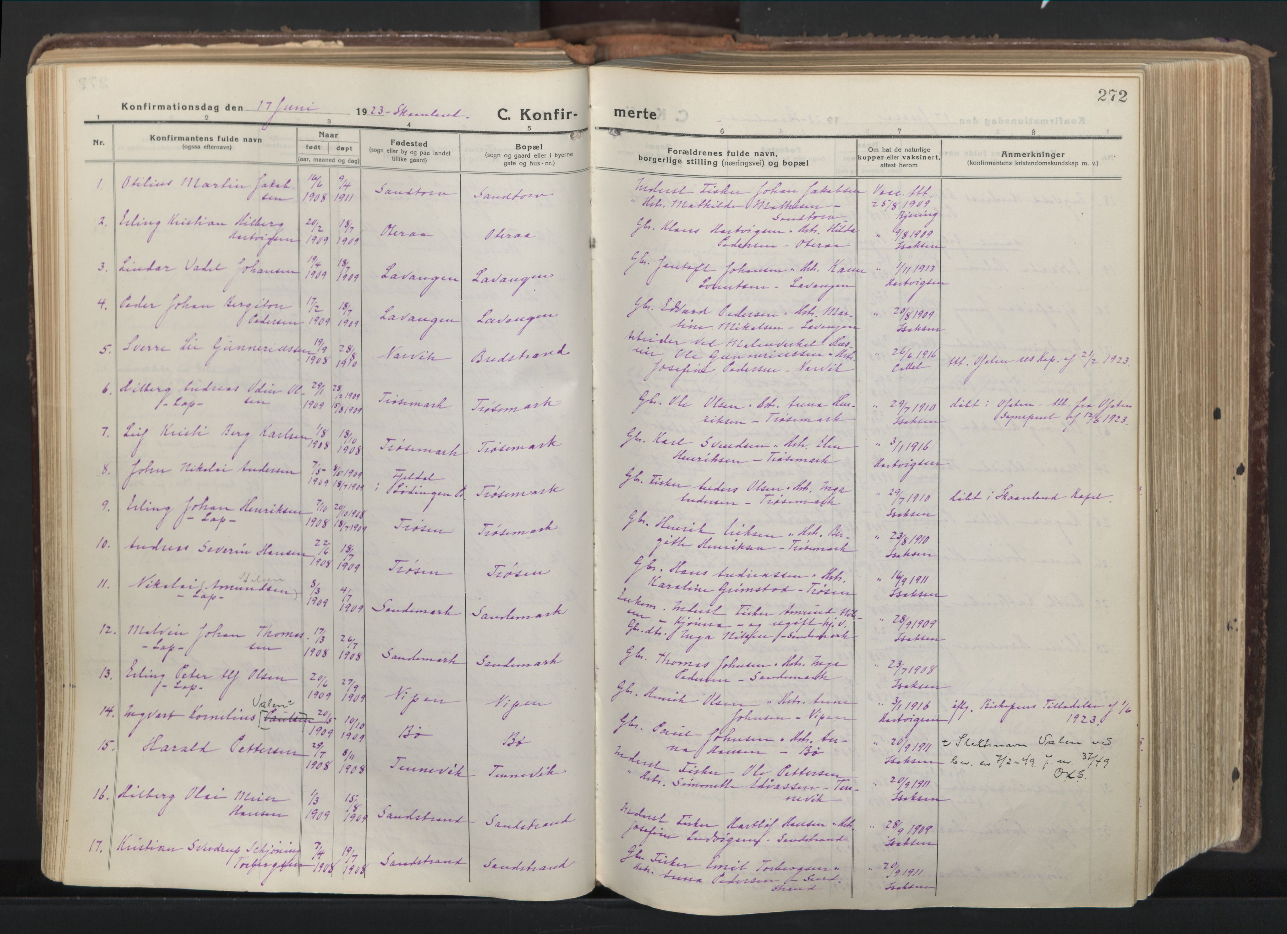 Trondenes sokneprestkontor, SATØ/S-1319/H/Ha/L0019kirke: Parish register (official) no. 19, 1919-1928, p. 272