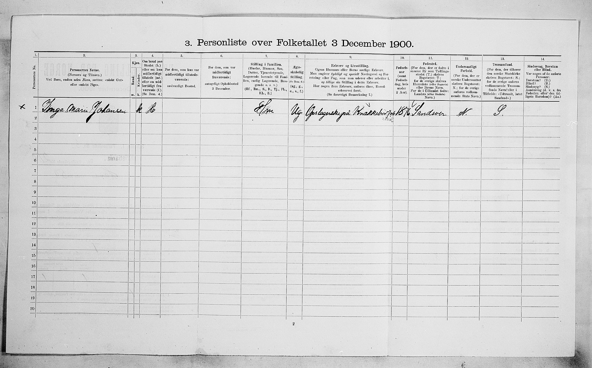 SAO, 1900 census for Kristiania, 1900, p. 34053