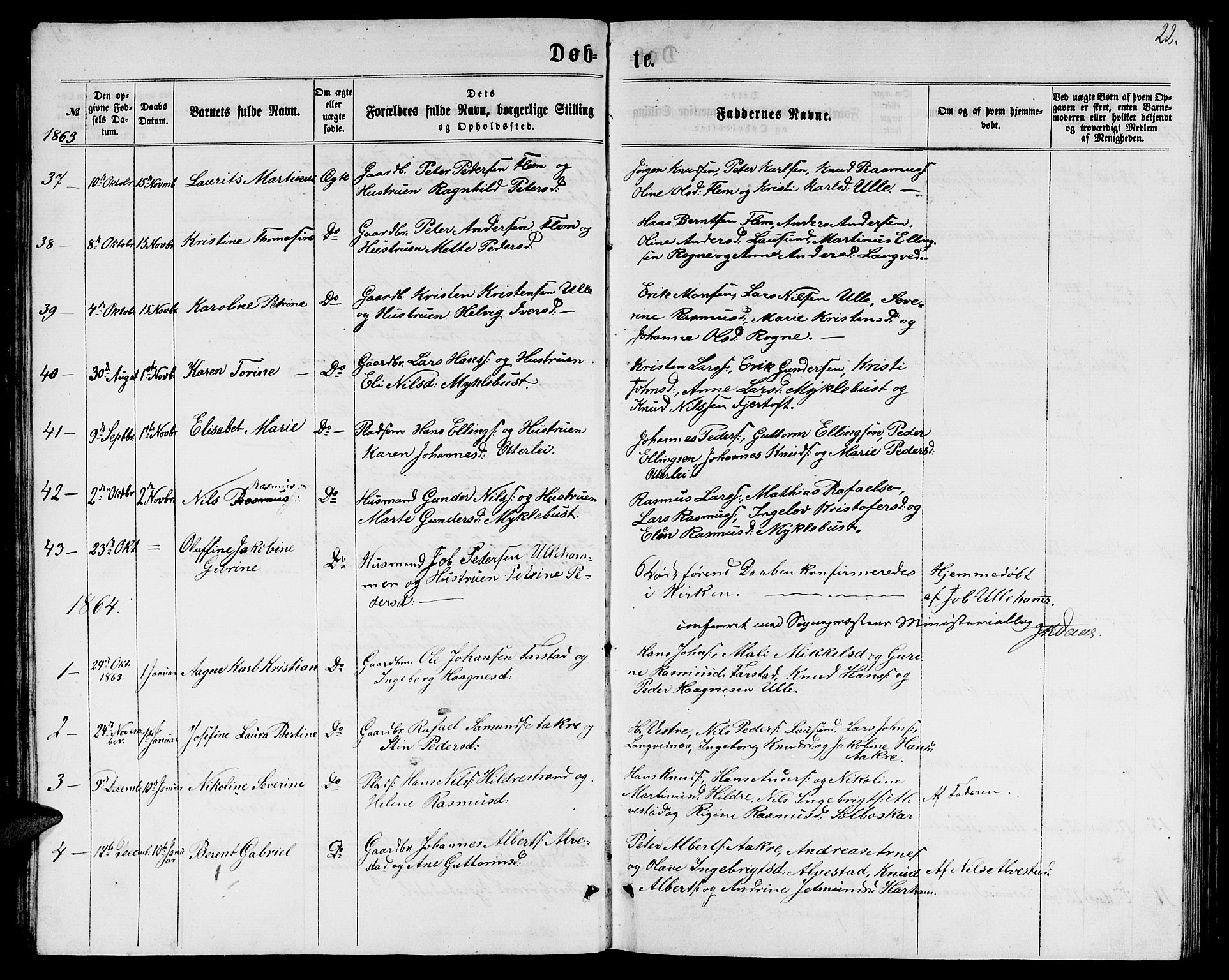 Ministerialprotokoller, klokkerbøker og fødselsregistre - Møre og Romsdal, AV/SAT-A-1454/536/L0508: Parish register (copy) no. 536C03, 1860-1870, p. 22