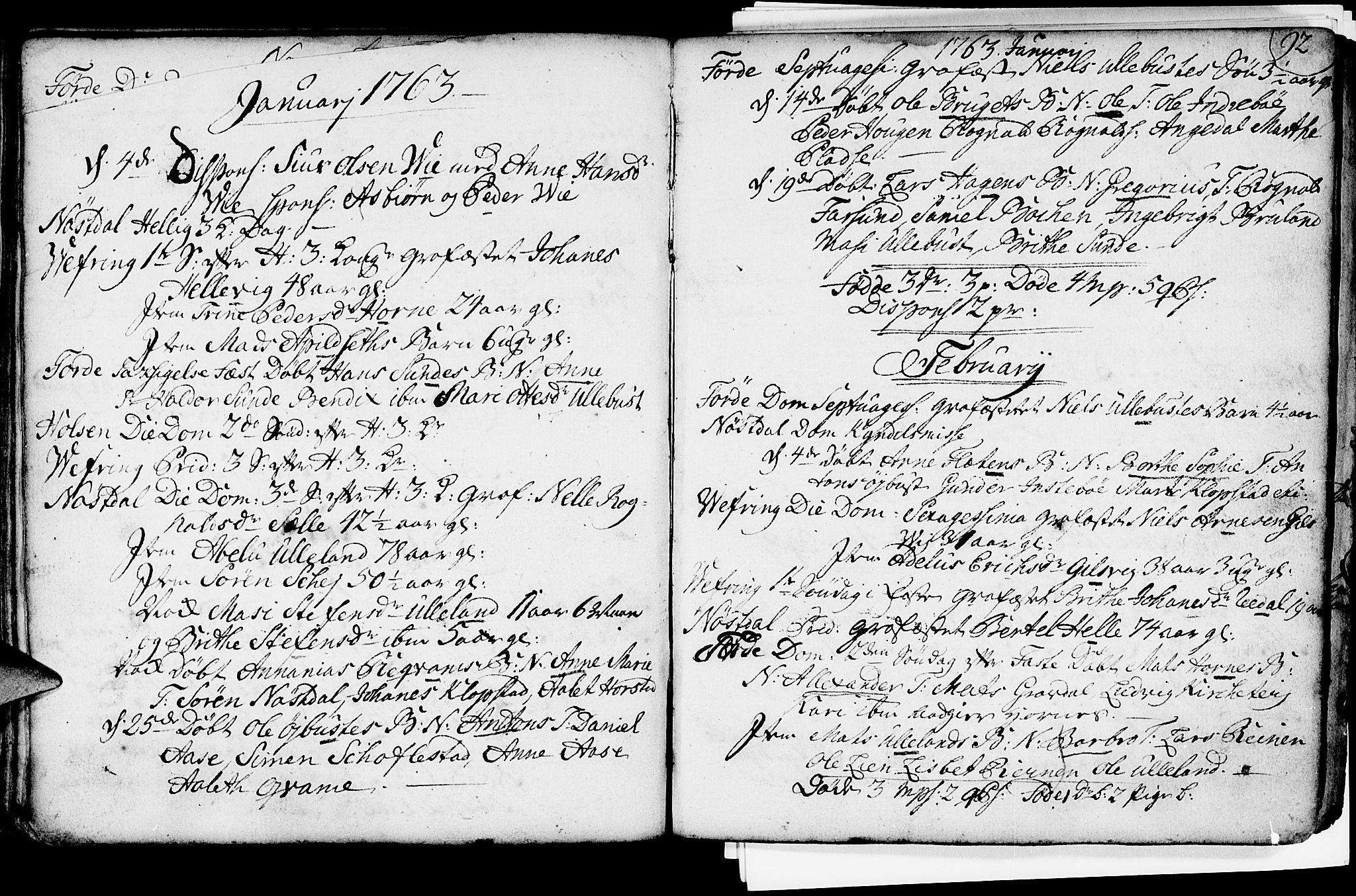 Førde sokneprestembete, AV/SAB-A-79901/H/Haa/Haaa/L0003: Parish register (official) no. A 3, 1749-1764, p. 92