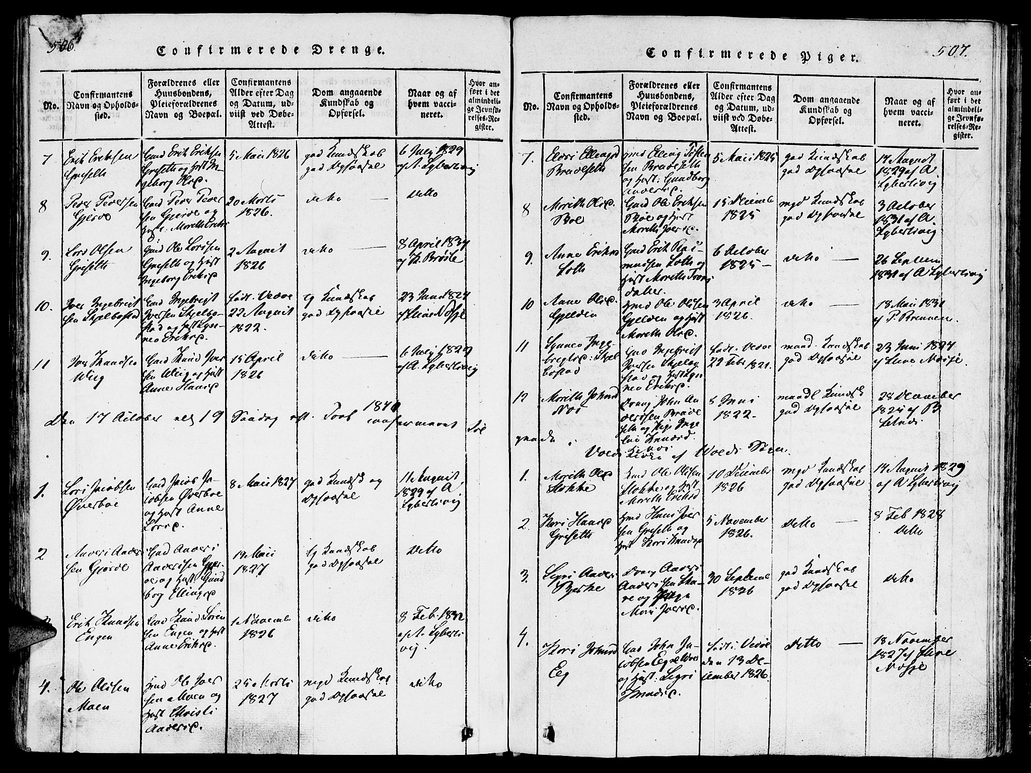 Ministerialprotokoller, klokkerbøker og fødselsregistre - Møre og Romsdal, SAT/A-1454/543/L0561: Parish register (official) no. 543A01, 1818-1853, p. 506-507