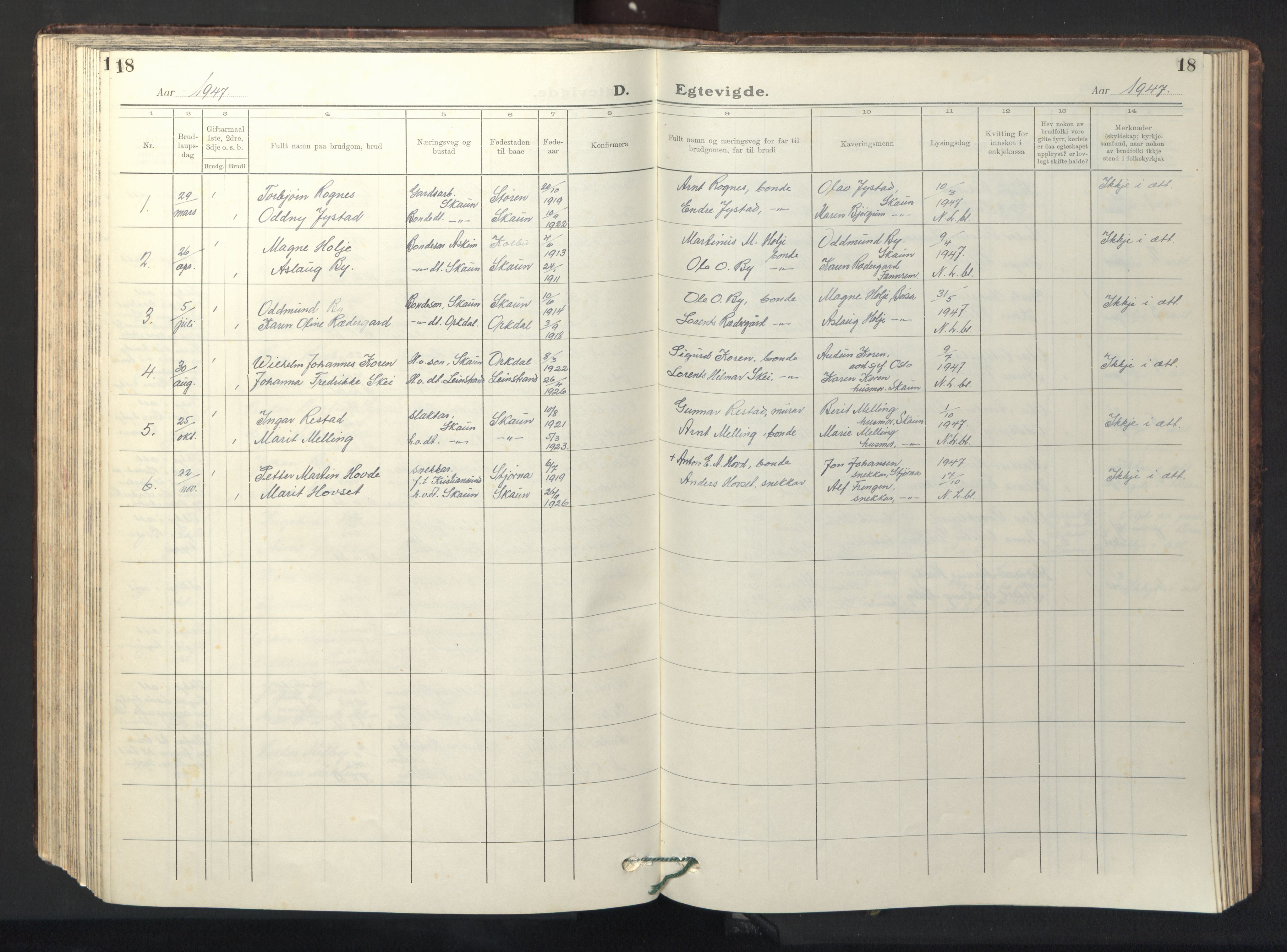 Ministerialprotokoller, klokkerbøker og fødselsregistre - Sør-Trøndelag, SAT/A-1456/667/L0799: Parish register (copy) no. 667C04, 1929-1950, p. 18