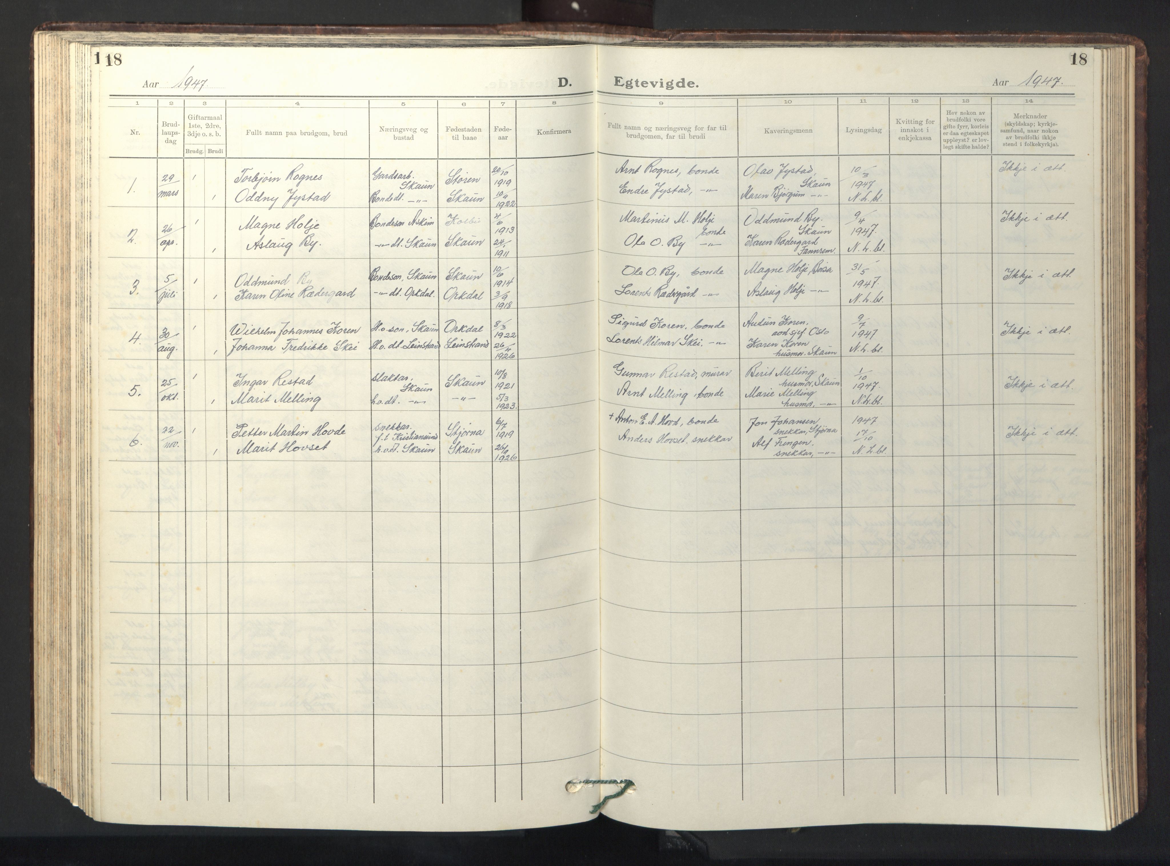 Ministerialprotokoller, klokkerbøker og fødselsregistre - Sør-Trøndelag, AV/SAT-A-1456/667/L0799: Parish register (copy) no. 667C04, 1929-1950, p. 18