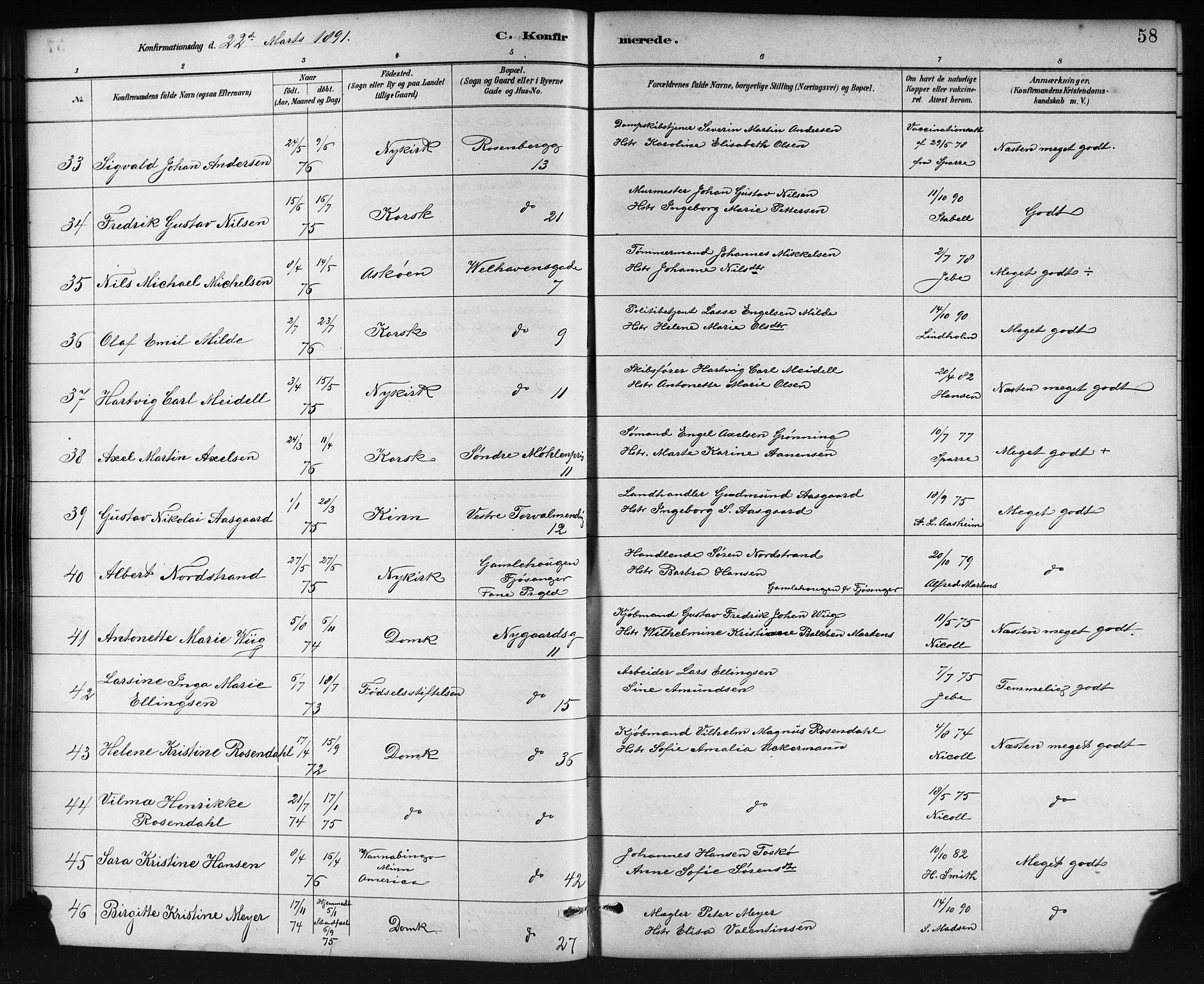 Johanneskirken sokneprestembete, SAB/A-76001/H/Hab: Parish register (copy) no. B 1, 1885-1907, p. 58
