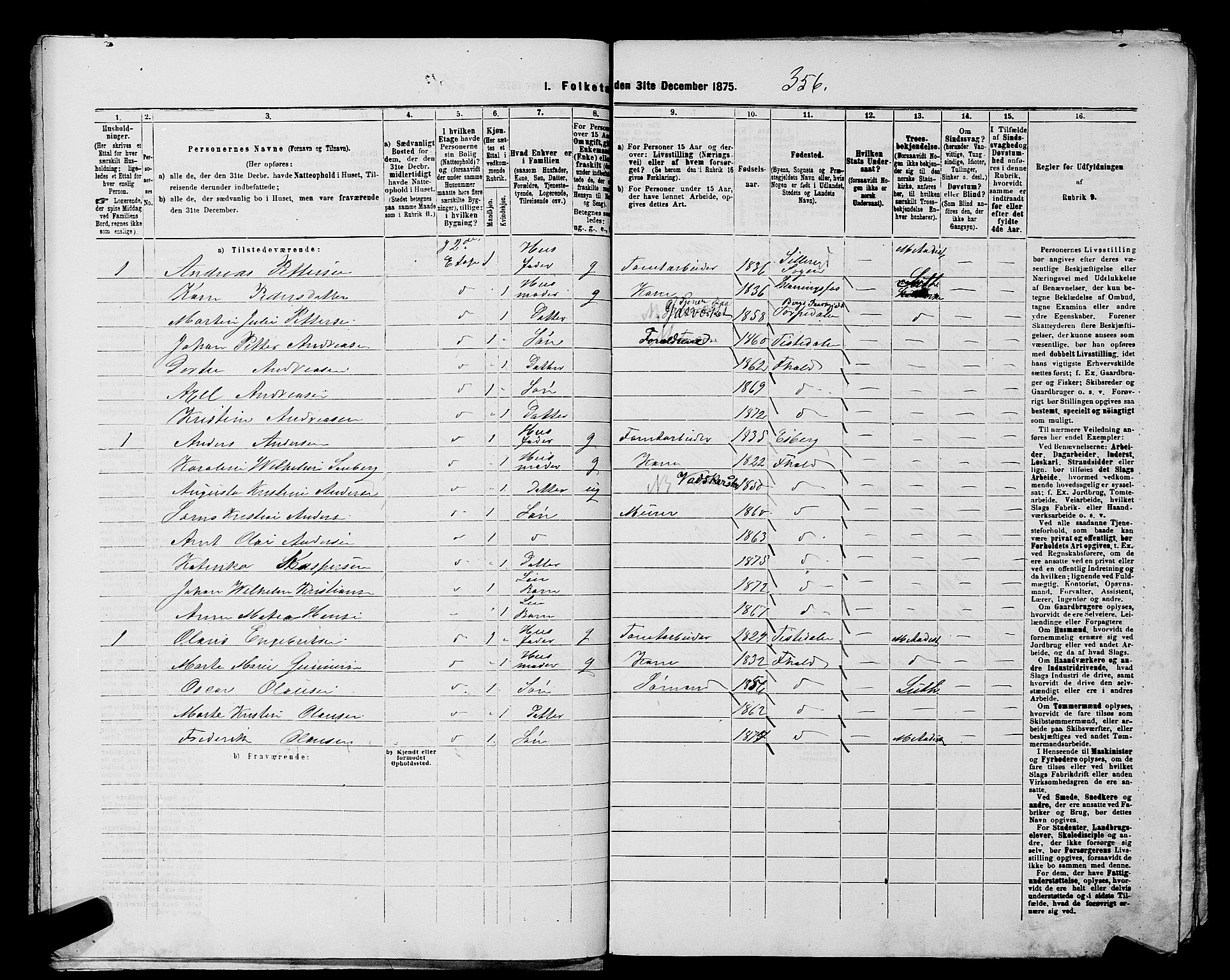 RA, 1875 census for 0101P Fredrikshald, 1875, p. 873