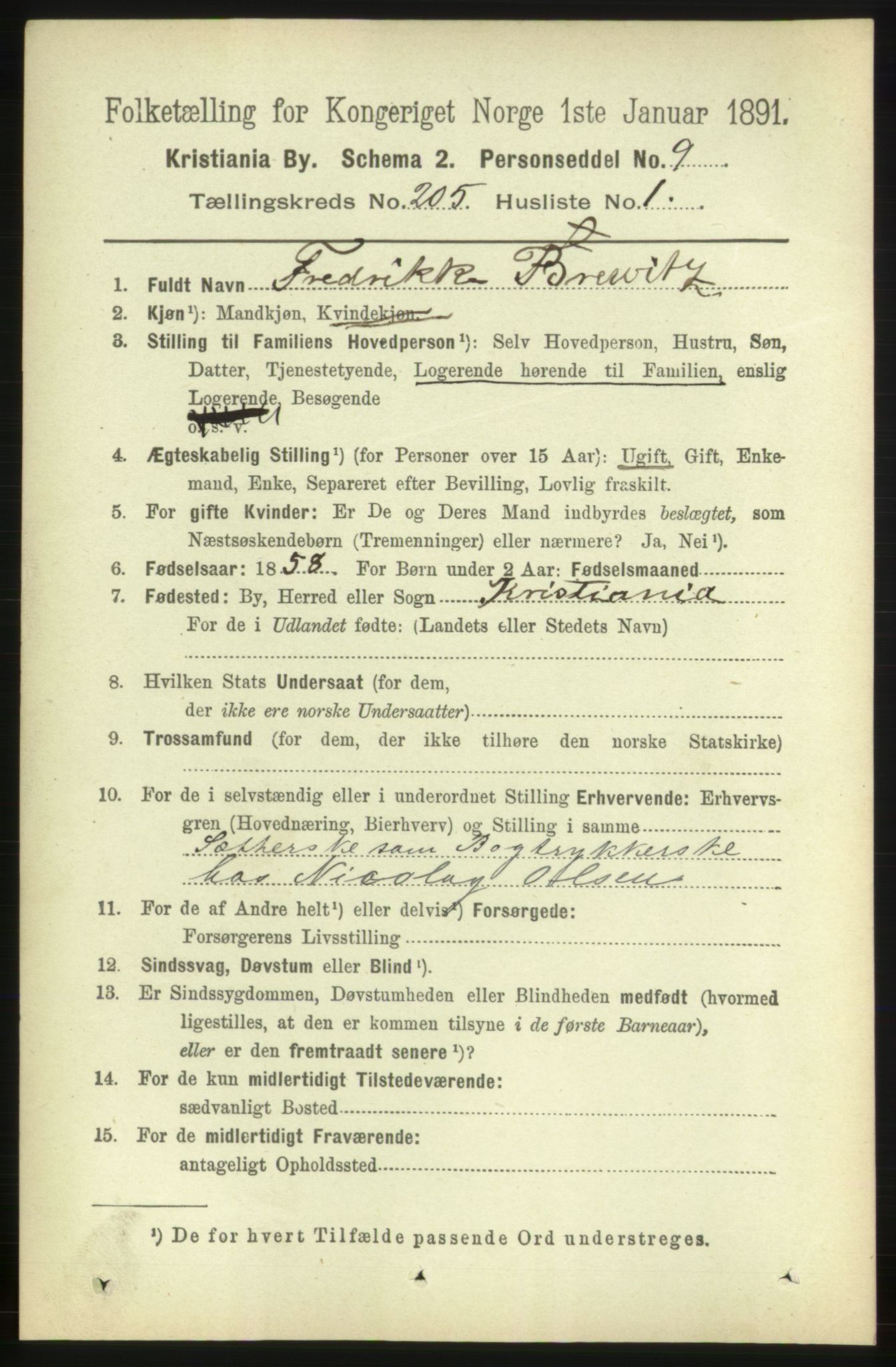 RA, 1891 census for 0301 Kristiania, 1891, p. 123338