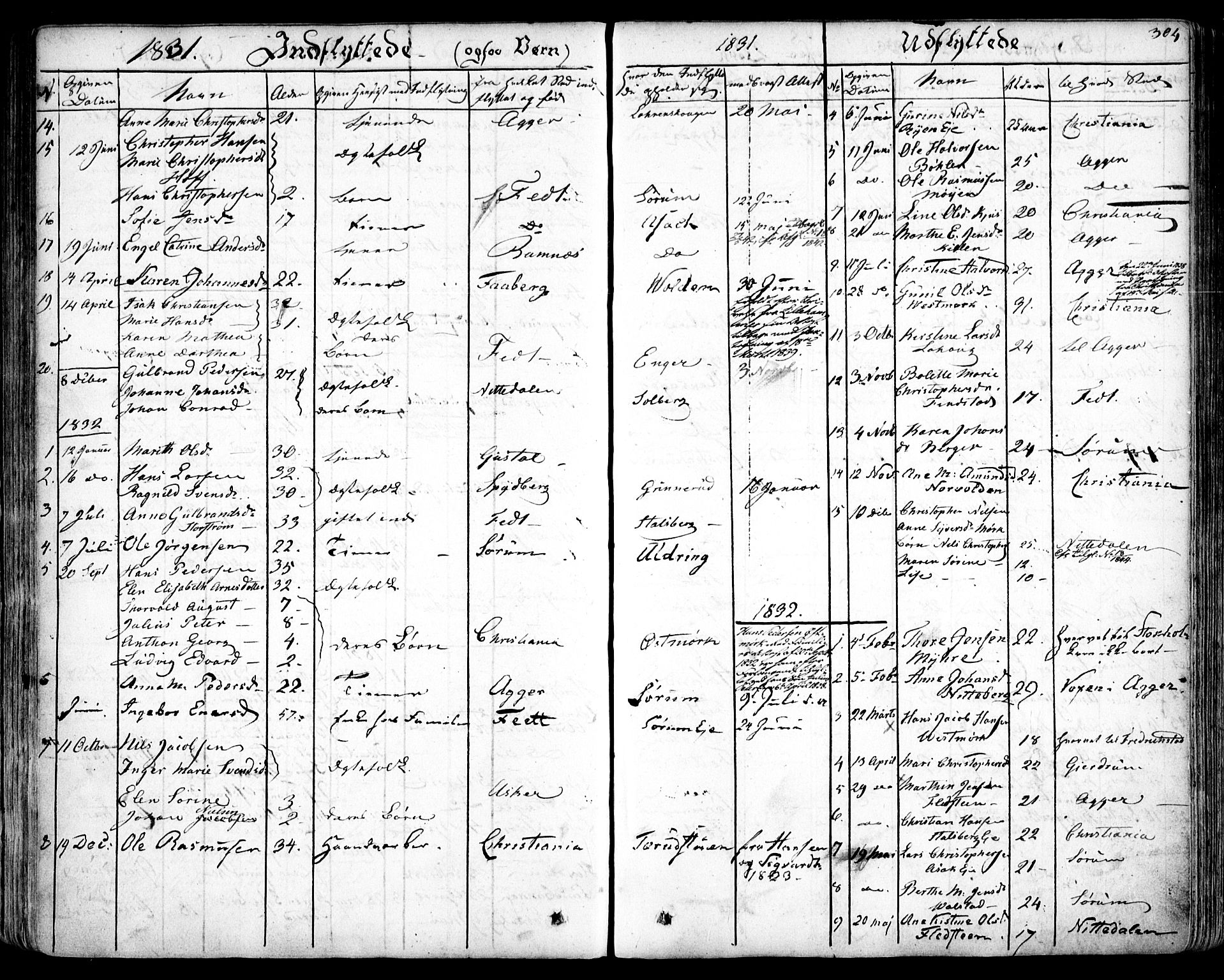 Skedsmo prestekontor Kirkebøker, SAO/A-10033a/F/Fa/L0009: Parish register (official) no. I 9, 1830-1853, p. 304
