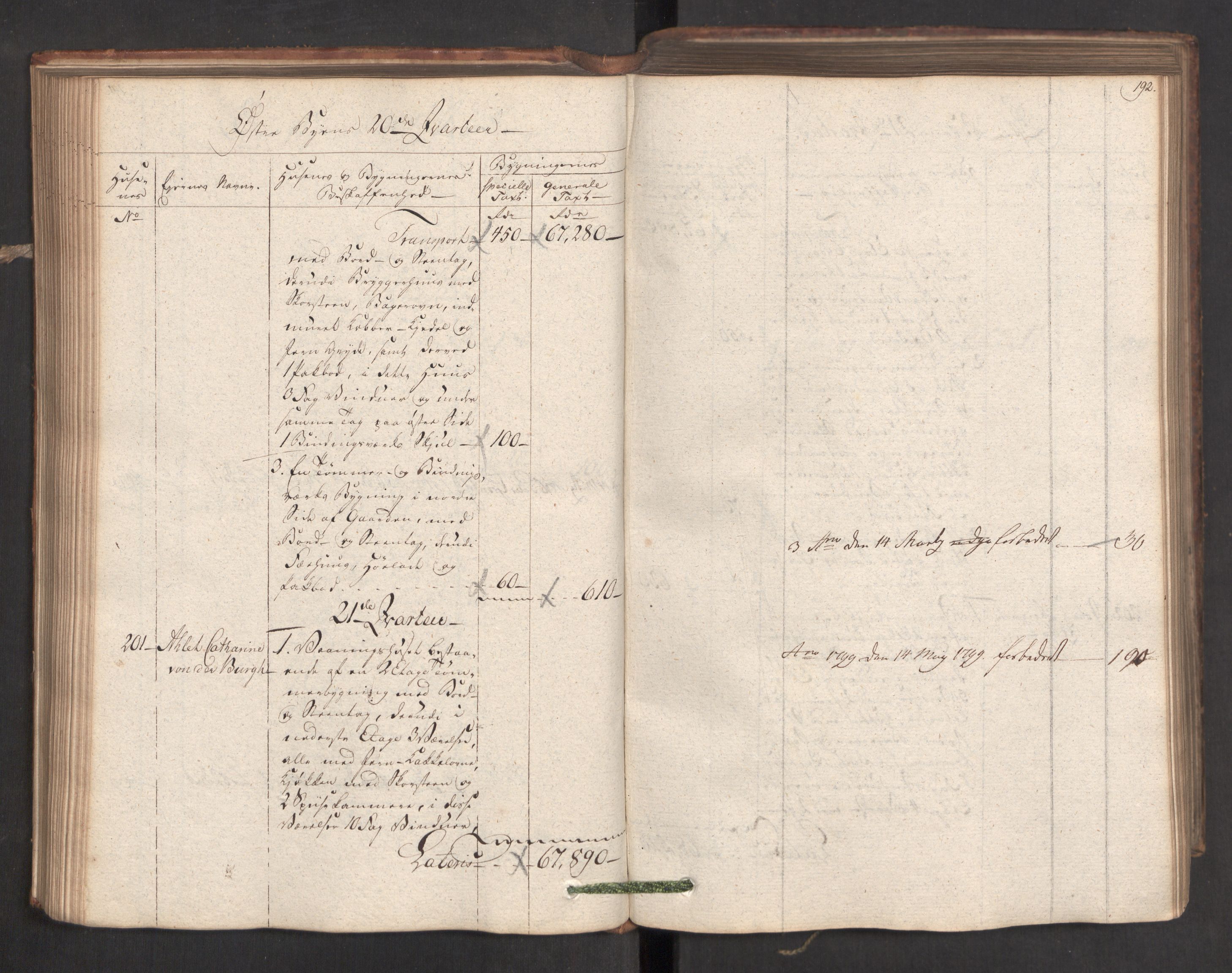 Kommersekollegiet, Brannforsikringskontoret 1767-1814, AV/RA-EA-5458/F/Fa/L0019/0001: Kristiansand / Branntakstprotokoll, 1797, p. 192