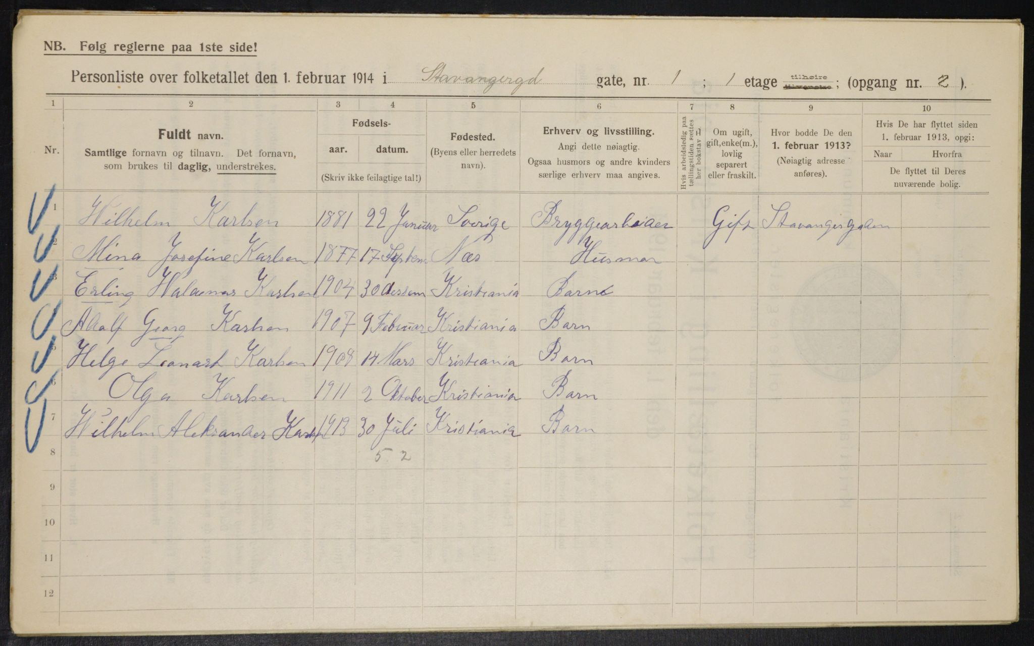 OBA, Municipal Census 1914 for Kristiania, 1914, p. 100586