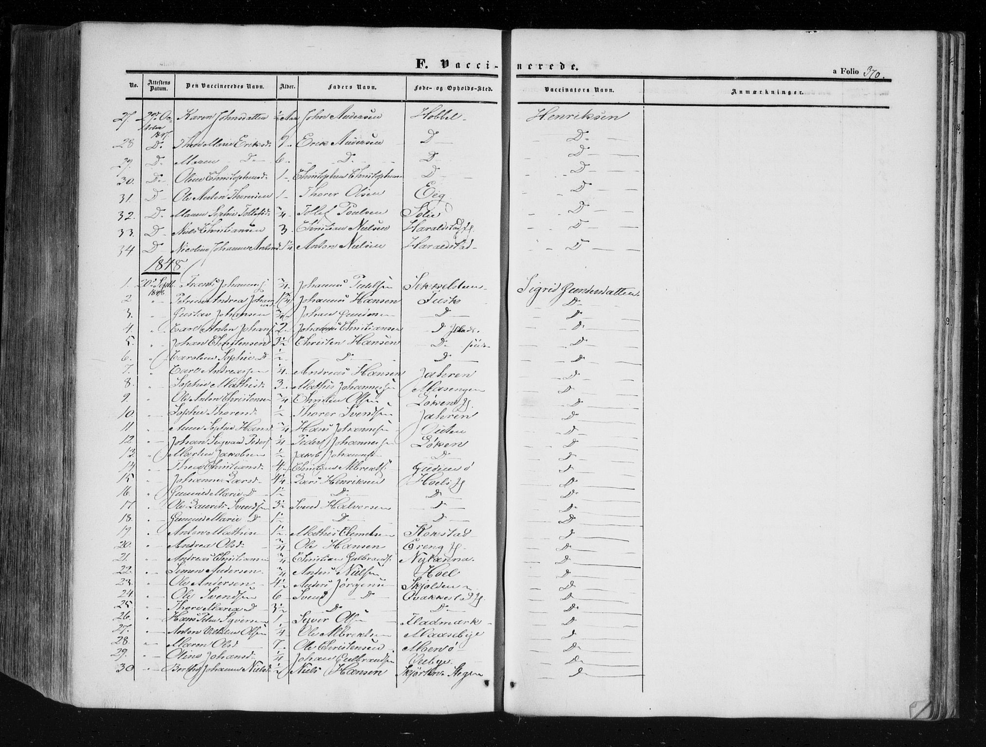 Askim prestekontor Kirkebøker, AV/SAO-A-10900/F/Fa/L0005: Parish register (official) no. 5, 1847-1879, p. 370