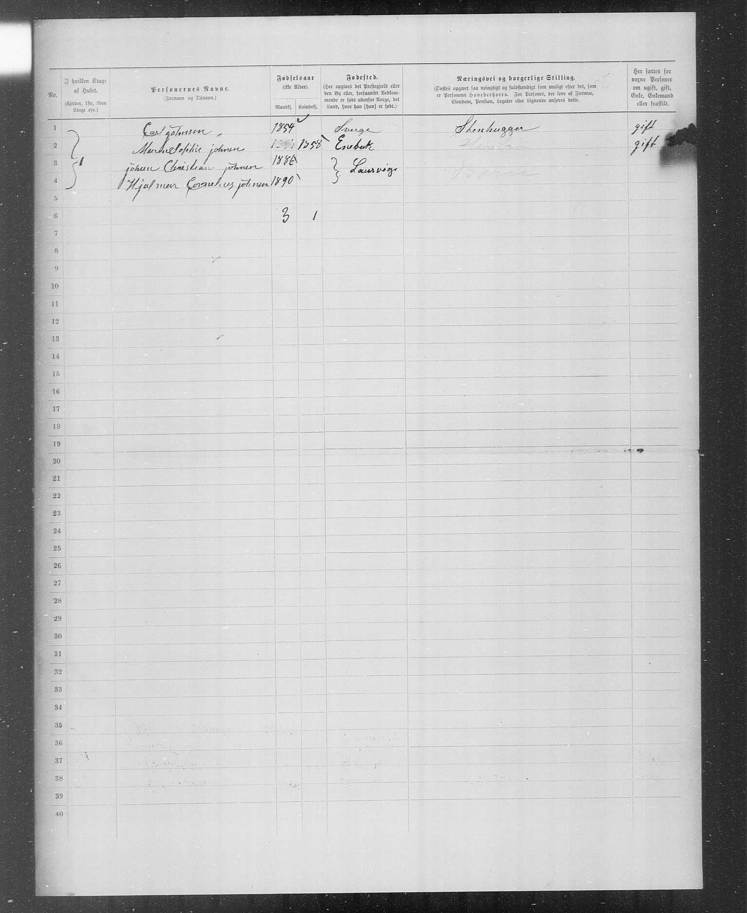 OBA, Municipal Census 1899 for Kristiania, 1899, p. 3280