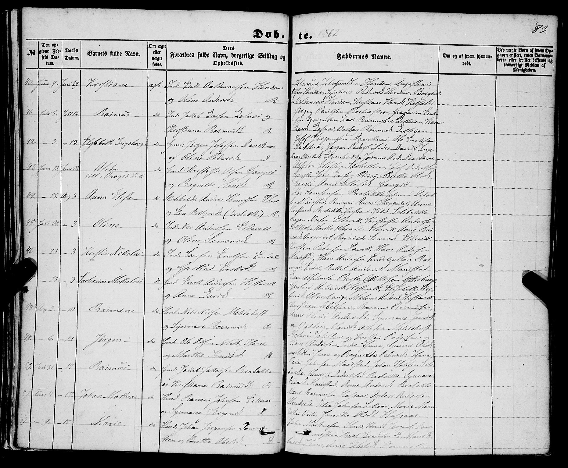 Davik sokneprestembete, AV/SAB-A-79701/H/Haa/Haaa/L0005: Parish register (official) no. A 5, 1850-1866, p. 83