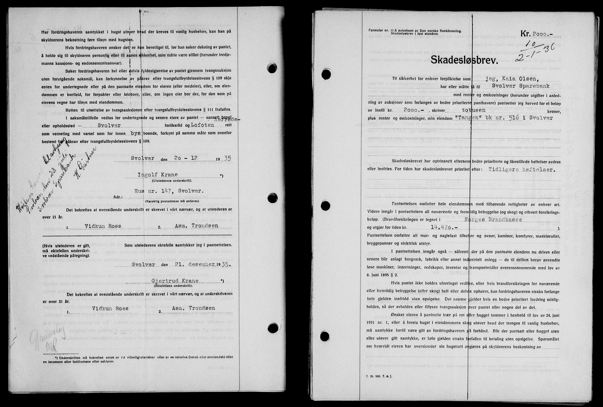 Lofoten sorenskriveri, SAT/A-0017/1/2/2C/L0033b: Mortgage book no. 33b, 1936-1936, Diary no: : 10/1936