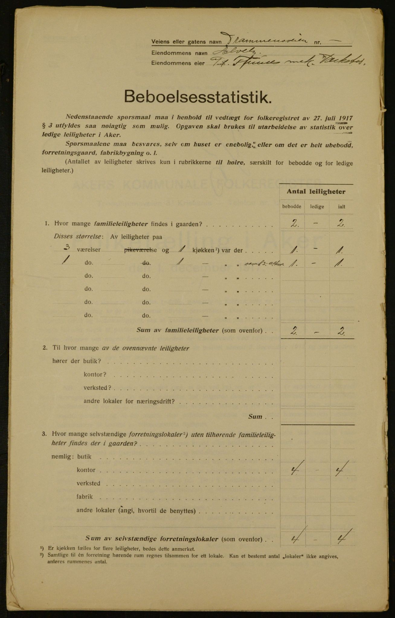 OBA, Municipal Census 1917 for Aker, 1917, p. 5542