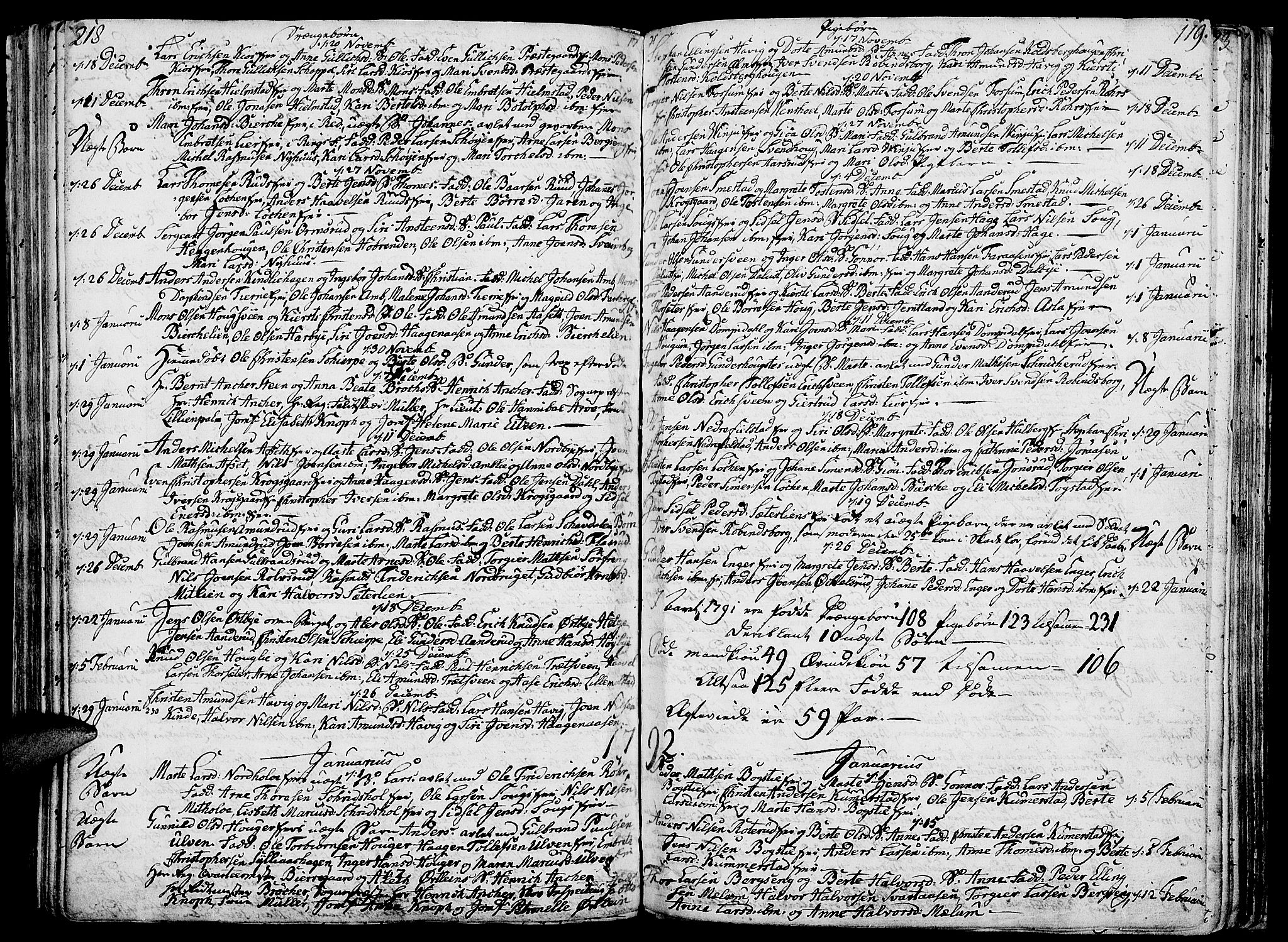 Ringsaker prestekontor, SAH/PREST-014/K/Ka/L0003: Parish register (official) no. 3, 1775-1798, p. 218-219