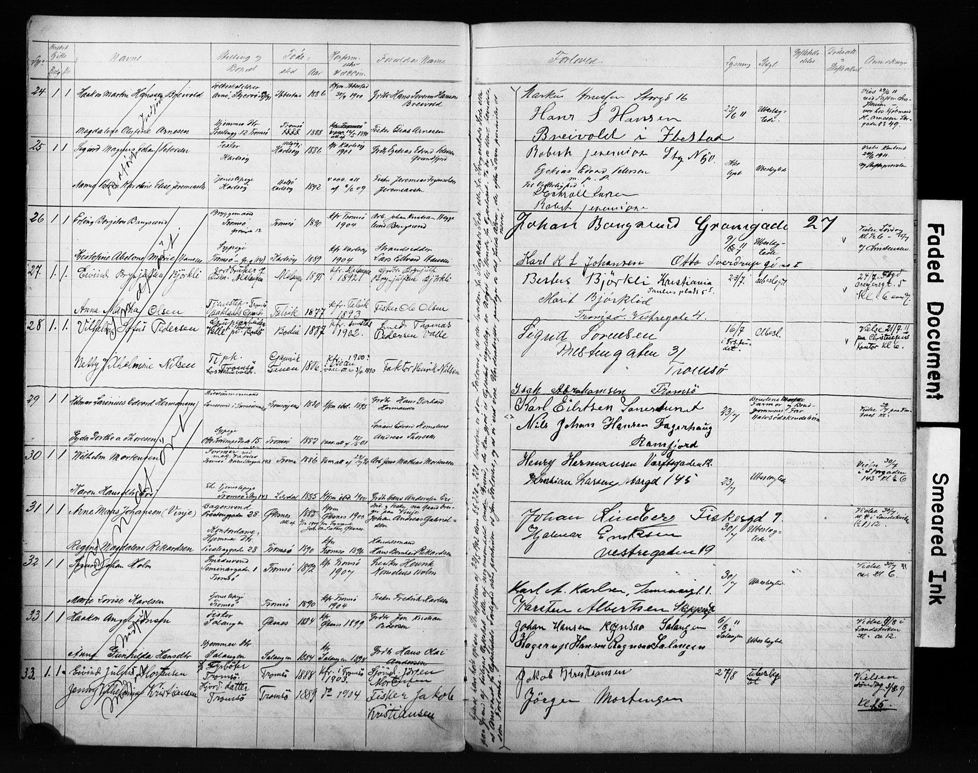 Tromsø sokneprestkontor/stiftsprosti/domprosti, AV/SATØ-S-1343/H/Hc/L0099/0007: Banns register no. 99.7, 1911-1915