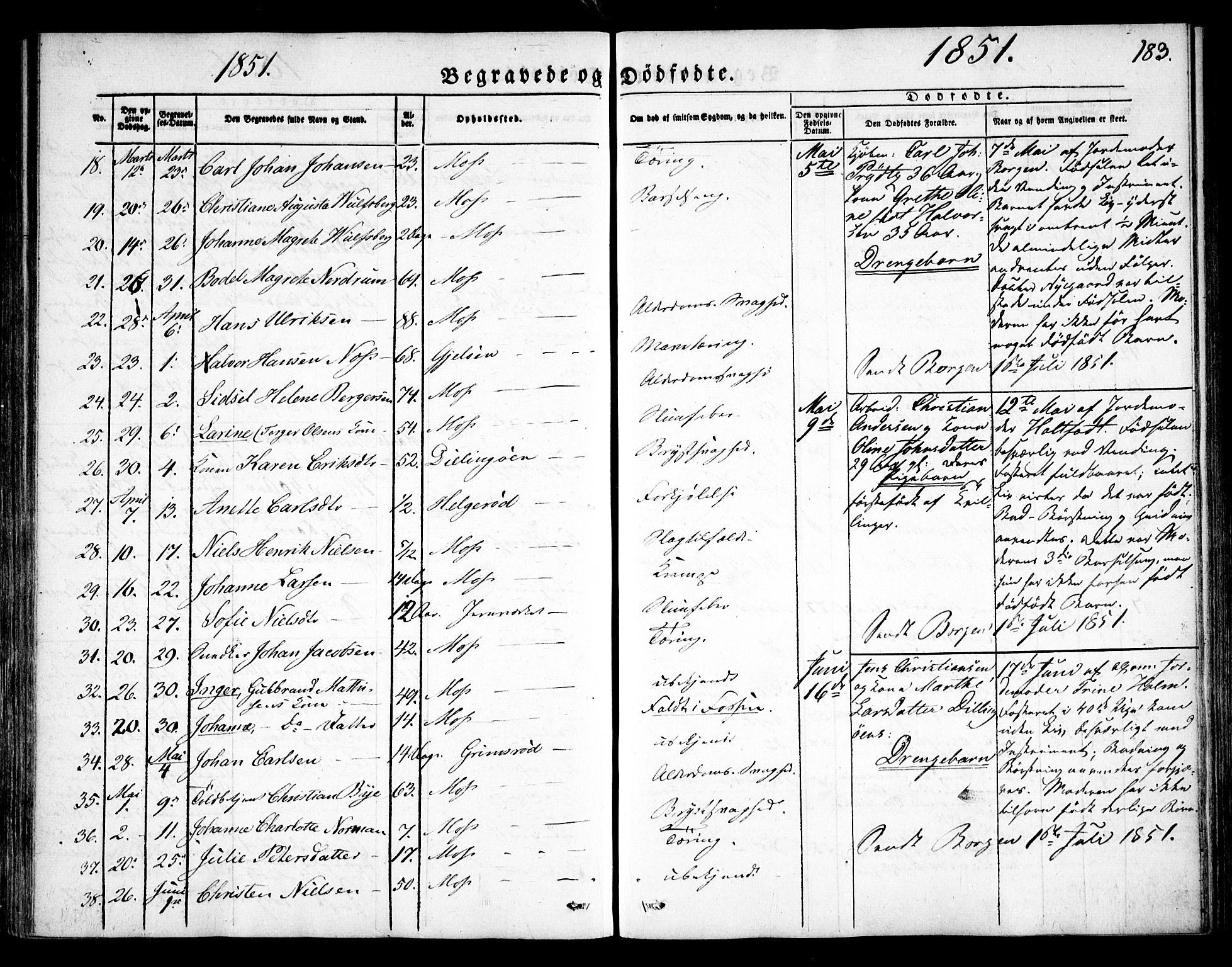 Moss prestekontor Kirkebøker, SAO/A-2003/F/Fa/L0007: Parish register (official) no. I 7, 1845-1851, p. 183