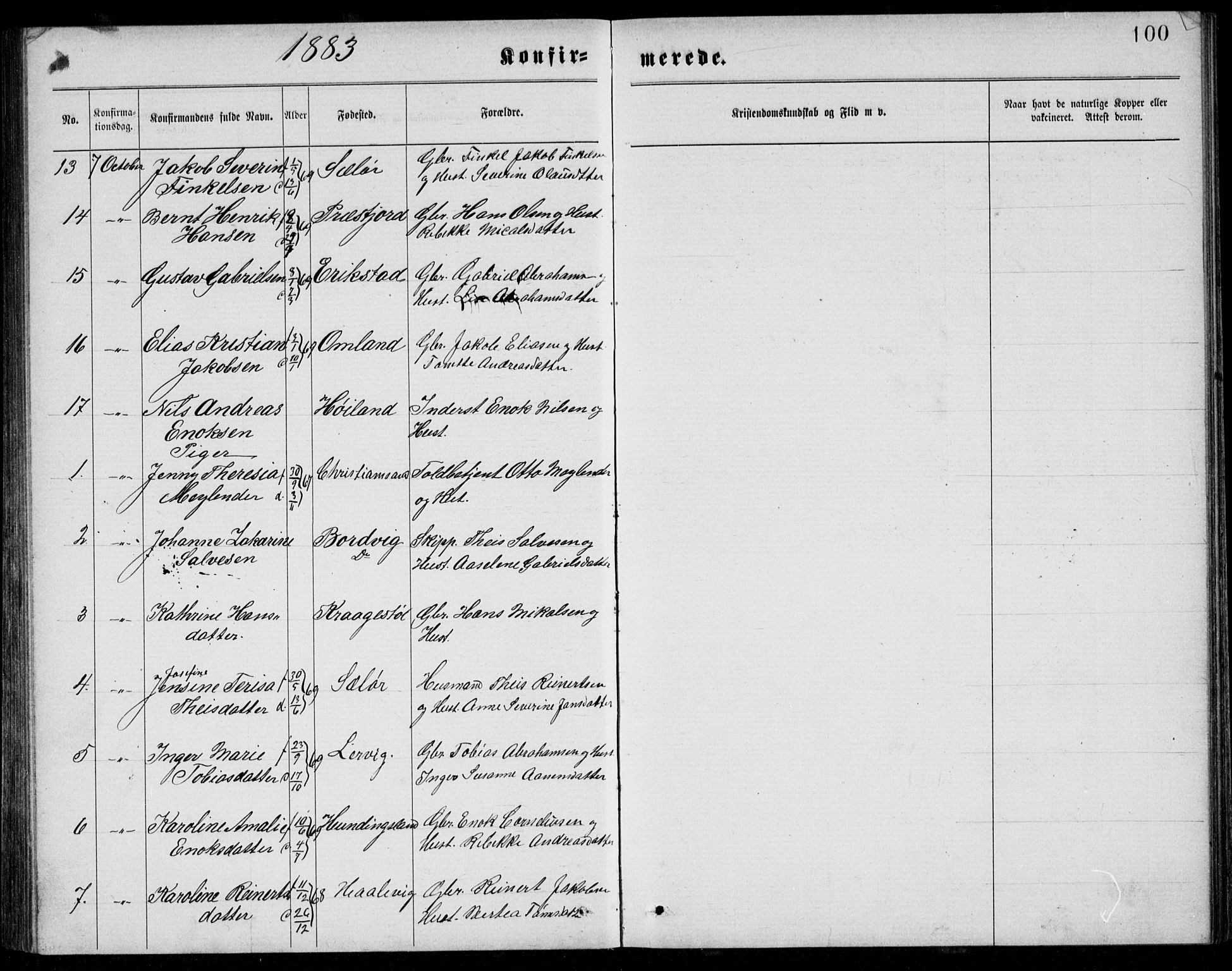 Lyngdal sokneprestkontor, AV/SAK-1111-0029/F/Fb/Fba/L0002: Parish register (copy) no. B 2, 1876-1886, p. 100