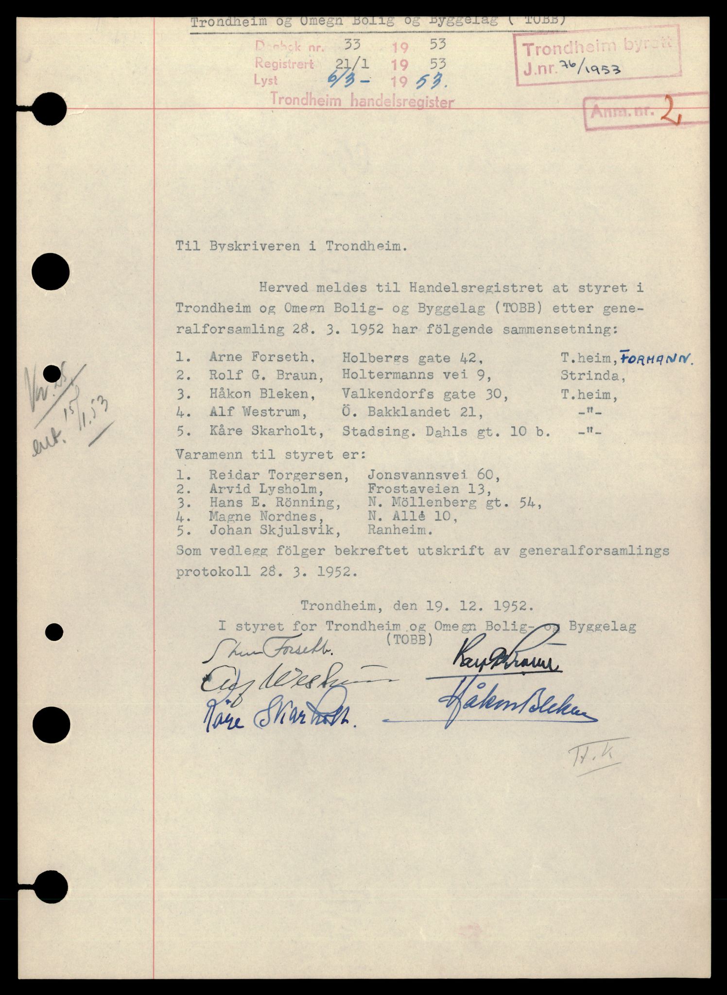 Trondheim byfogd, AV/SAT-A-0003/2/J/Jd/Jdd/L0071: Borettslag, Tr-Å, 1944-1990, p. 3