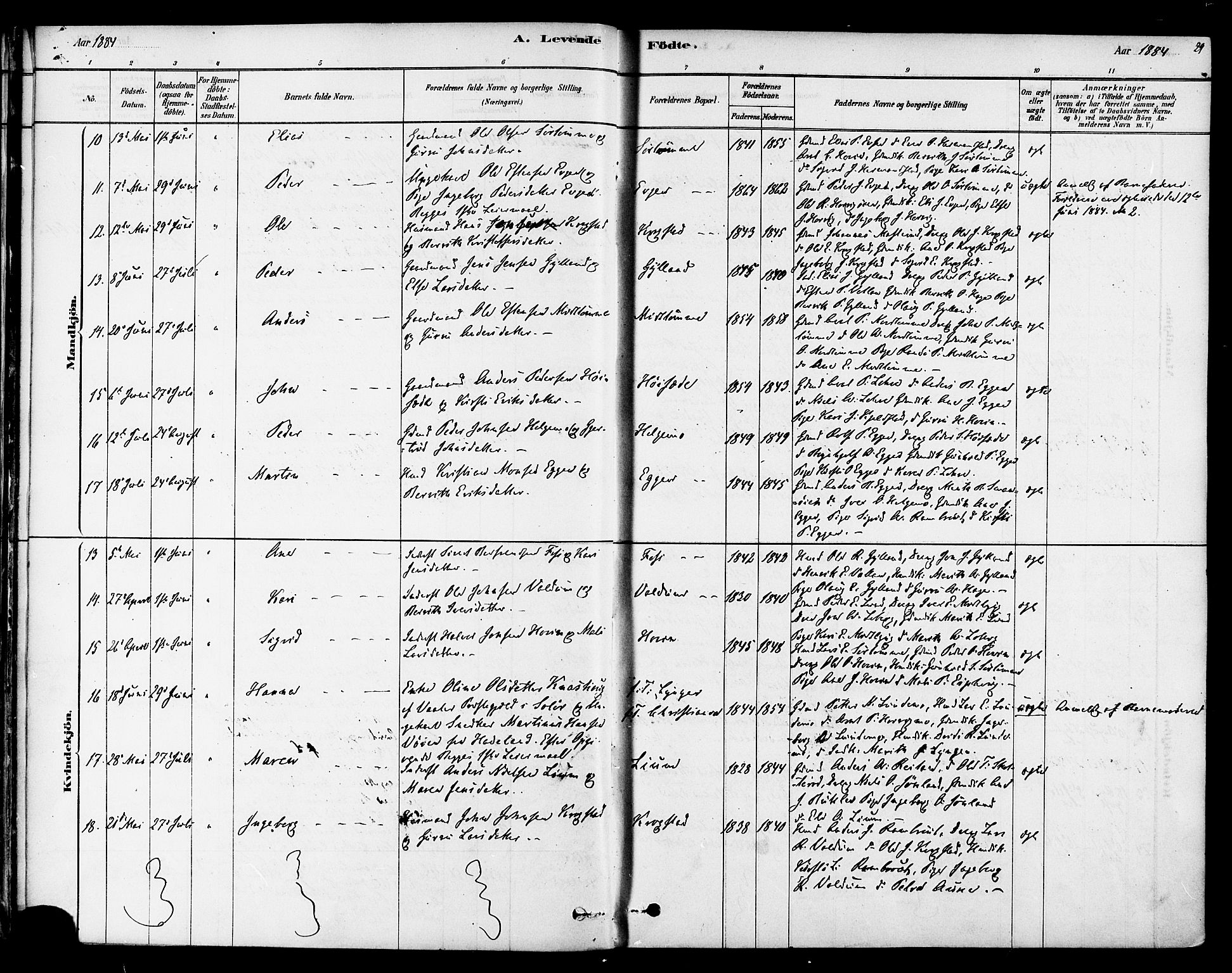 Ministerialprotokoller, klokkerbøker og fødselsregistre - Sør-Trøndelag, SAT/A-1456/692/L1105: Parish register (official) no. 692A05, 1878-1890, p. 29