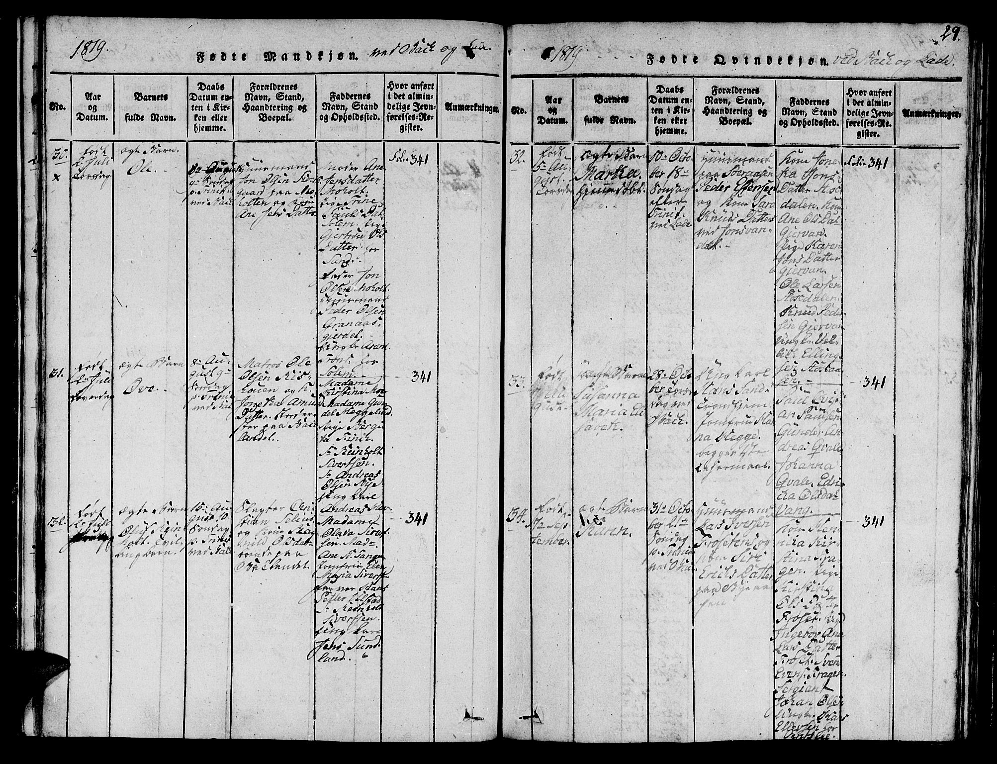 Ministerialprotokoller, klokkerbøker og fødselsregistre - Sør-Trøndelag, AV/SAT-A-1456/606/L0307: Parish register (copy) no. 606C03, 1817-1824, p. 29