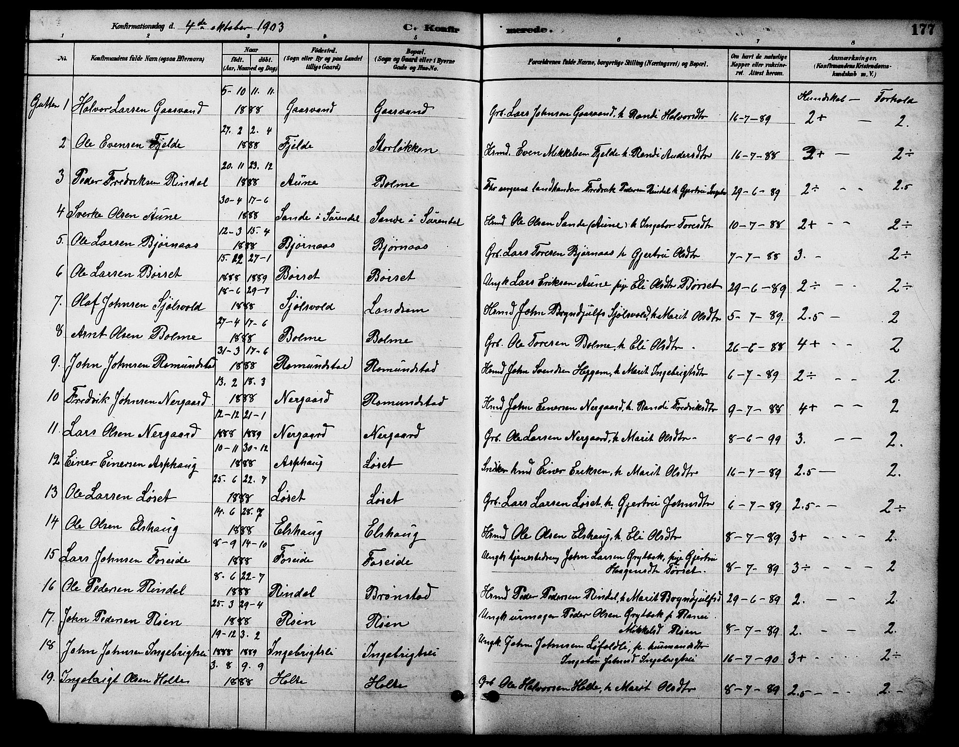 Ministerialprotokoller, klokkerbøker og fødselsregistre - Møre og Romsdal, SAT/A-1454/598/L1078: Parish register (copy) no. 598C03, 1892-1909, p. 177