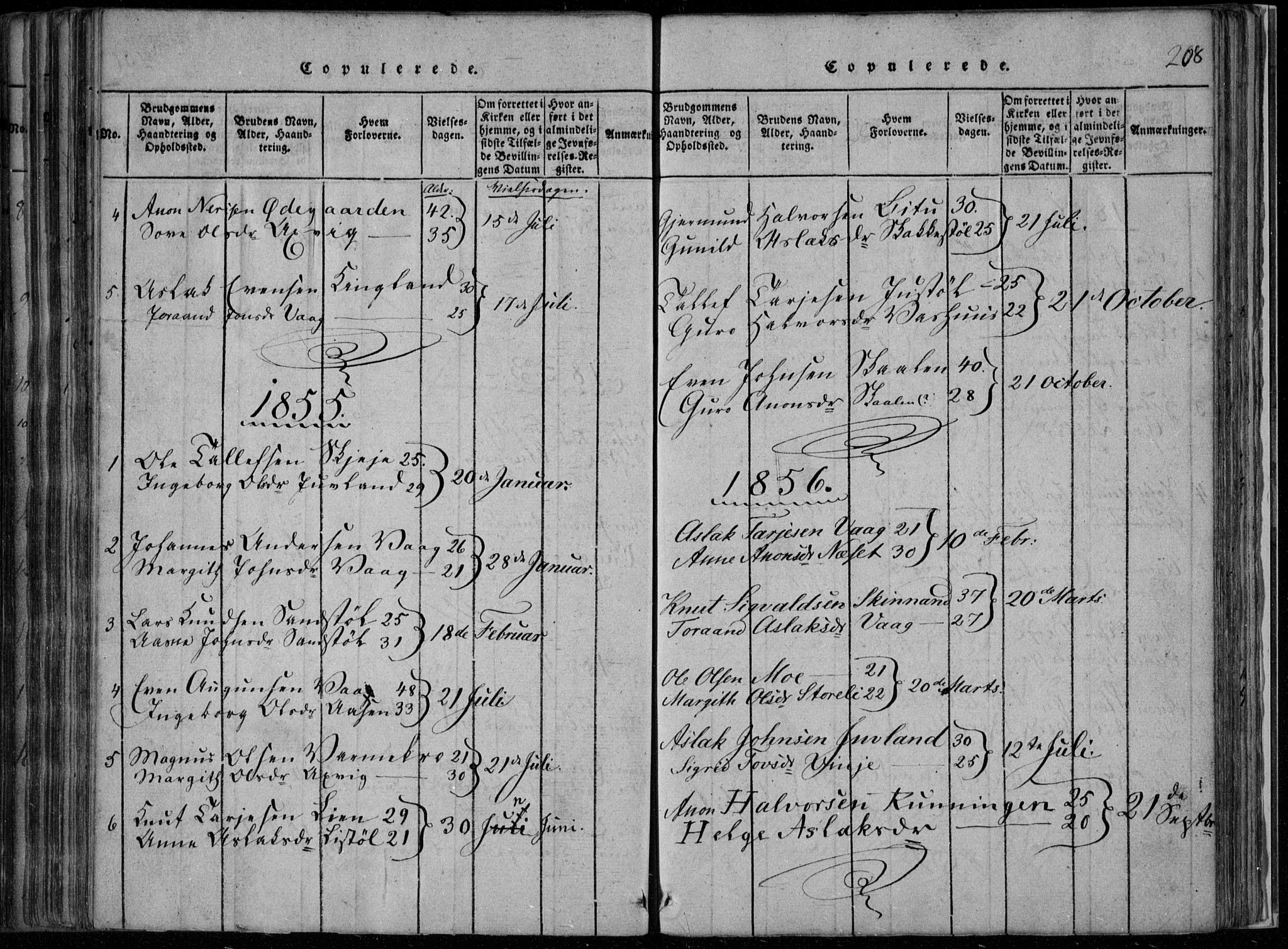 Rauland kirkebøker, AV/SAKO-A-292/F/Fa/L0001: Parish register (official) no. I 1, 1814-1859, p. 208