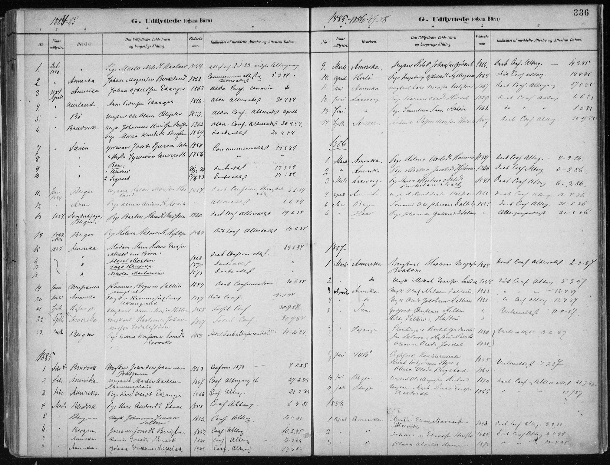 Hamre sokneprestembete, SAB/A-75501/H/Ha/Haa/Haab/L0001: Parish register (official) no. B  1, 1882-1905, p. 336