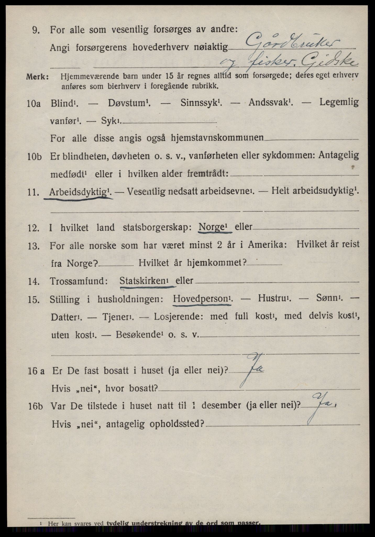 SAT, 1920 census for Volda, 1920, p. 5651