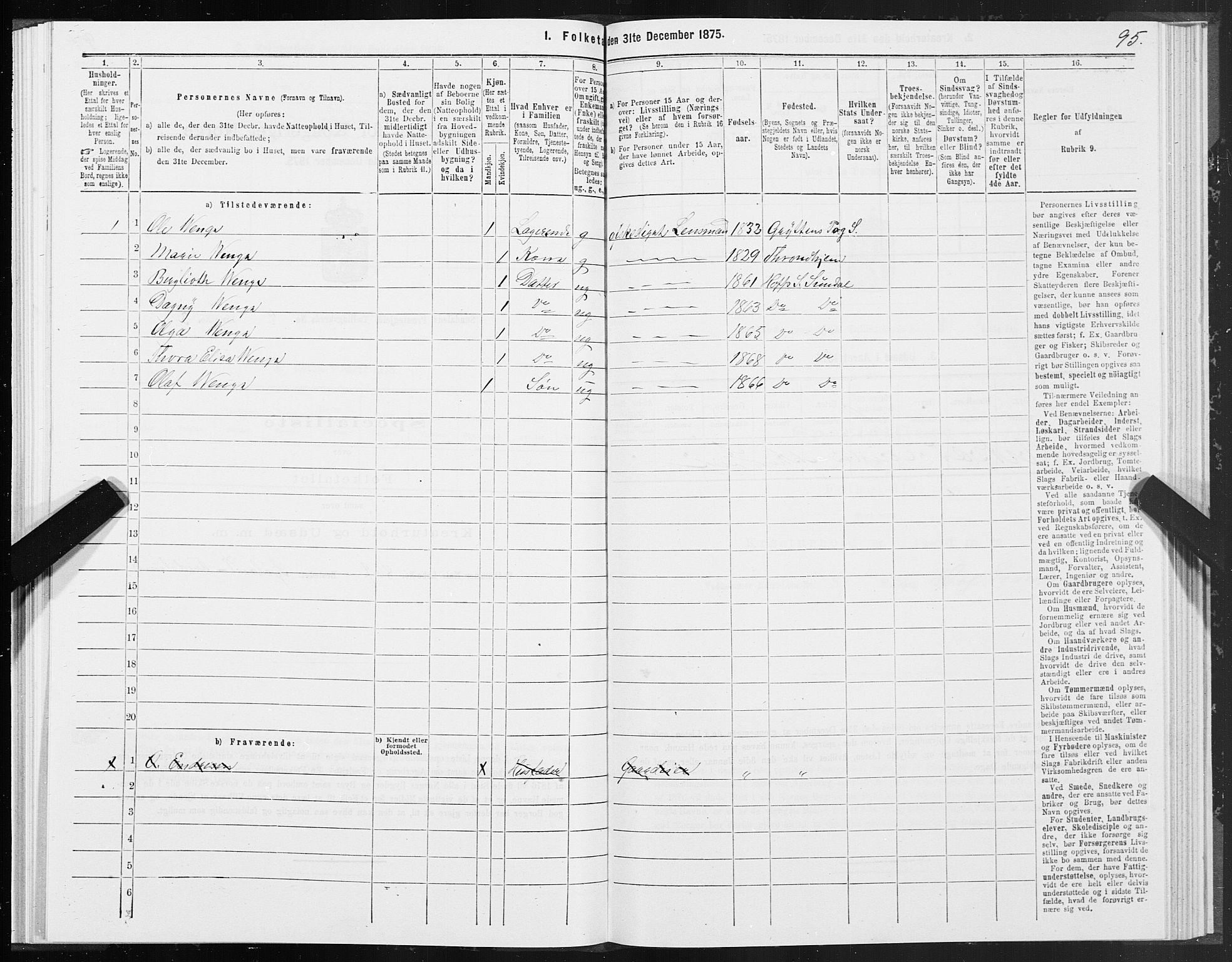 SAT, 1875 census for 1563P Sunndal, 1875, p. 3095