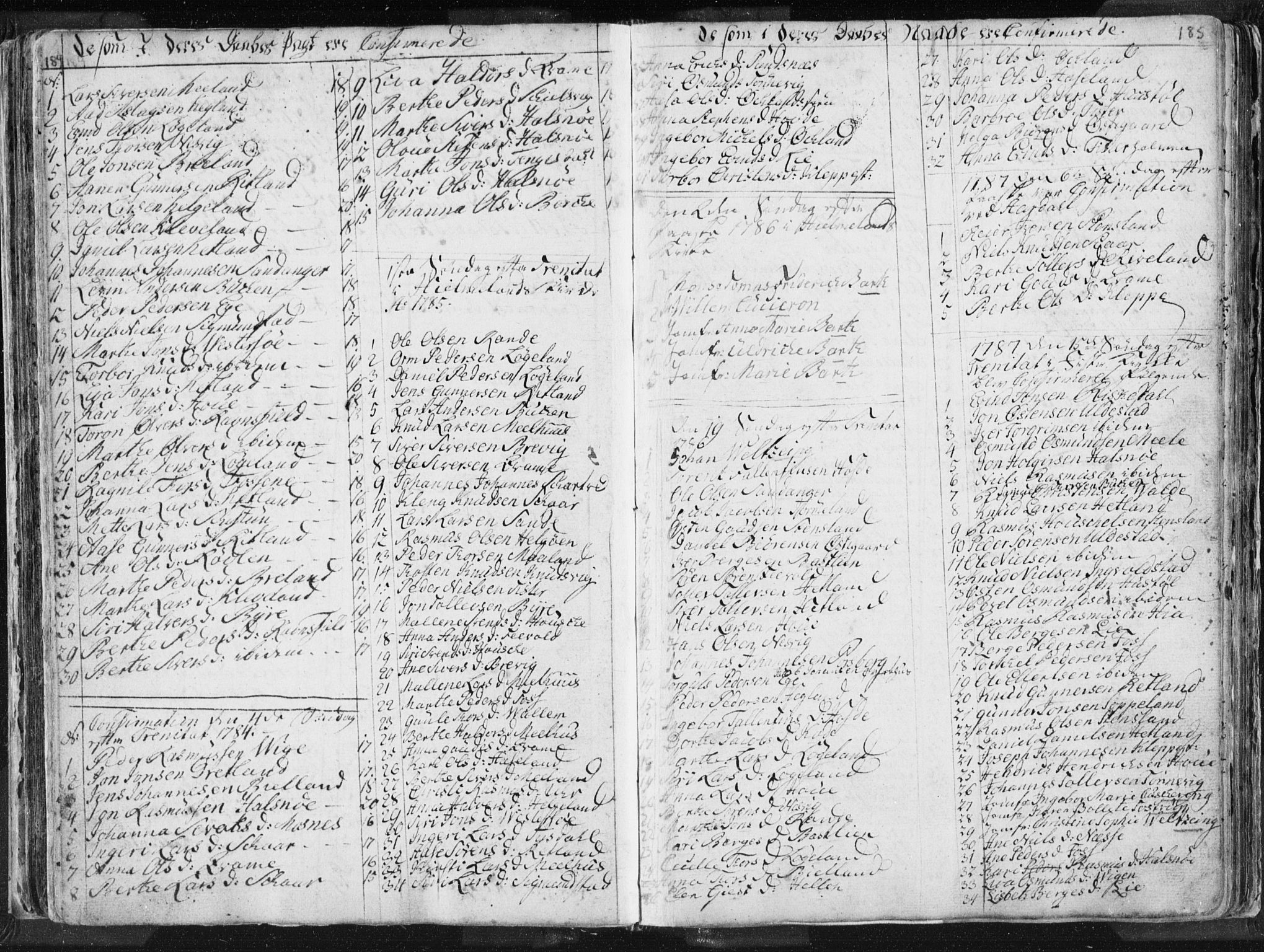Hjelmeland sokneprestkontor, SAST/A-101843/01/IV/L0001: Parish register (official) no. A 1, 1760-1799, p. 184-185