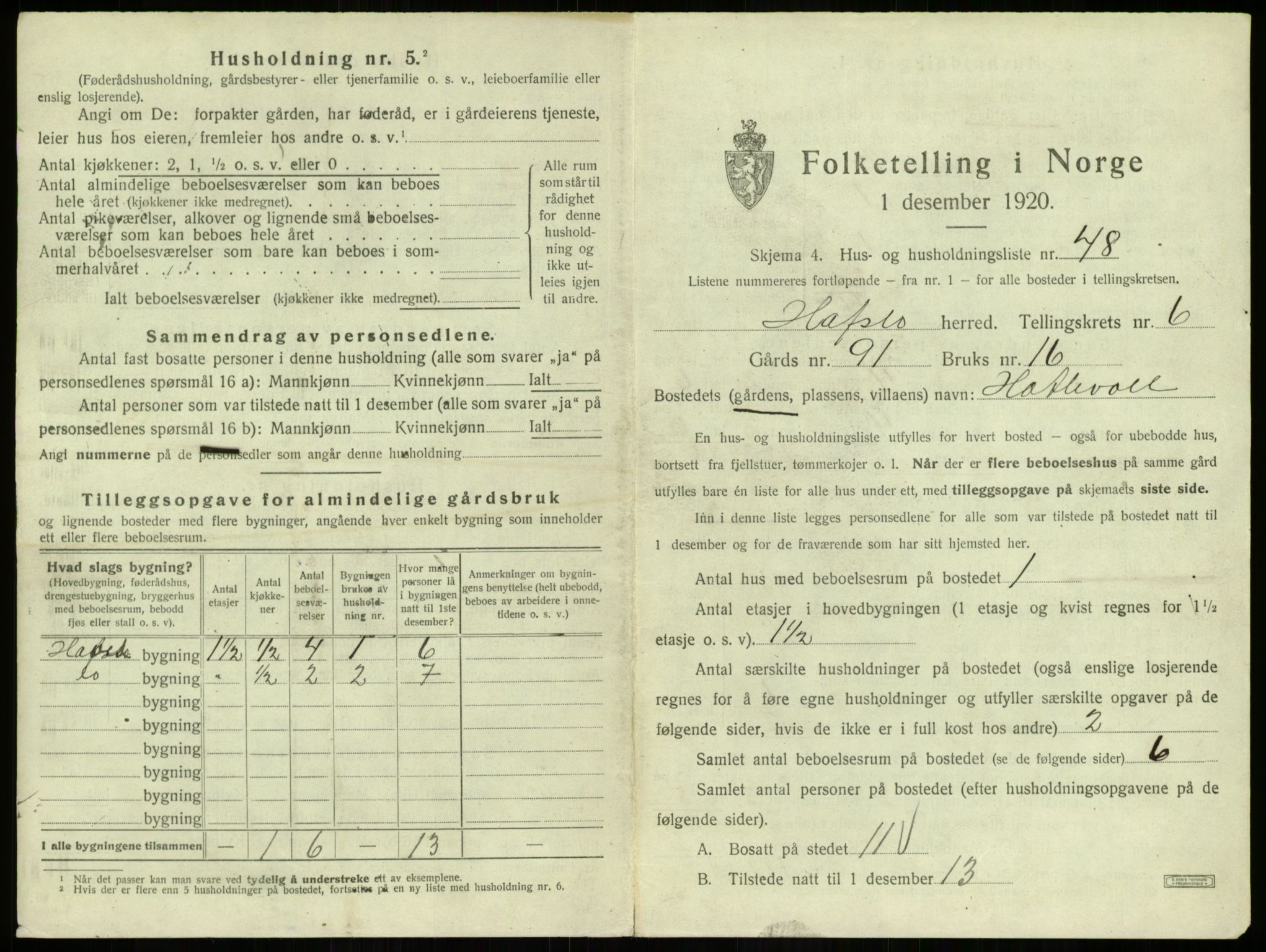 SAB, 1920 census for Hafslo, 1920, p. 771