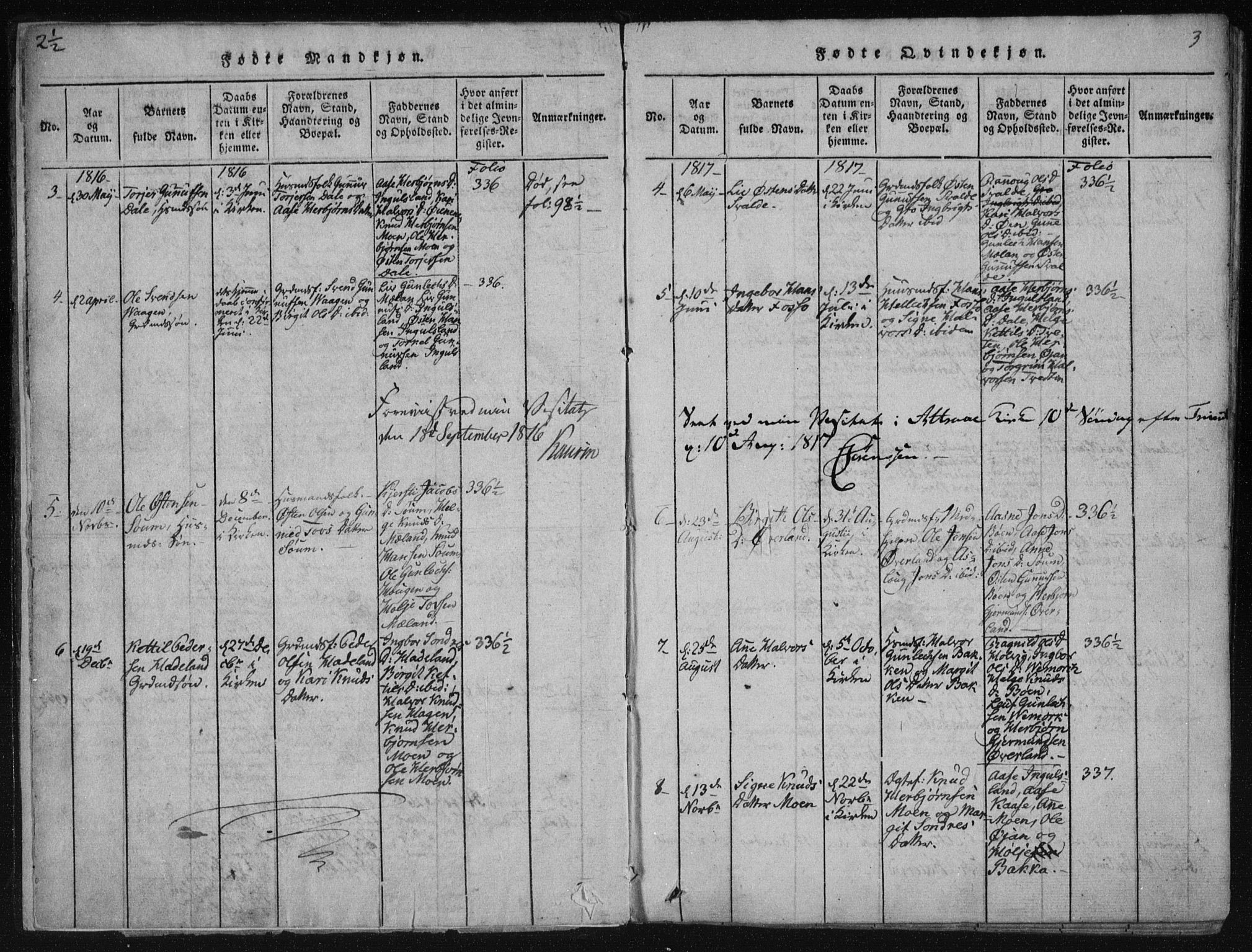 Tinn kirkebøker, SAKO/A-308/F/Fc/L0001: Parish register (official) no. III 1, 1815-1843, p. 3