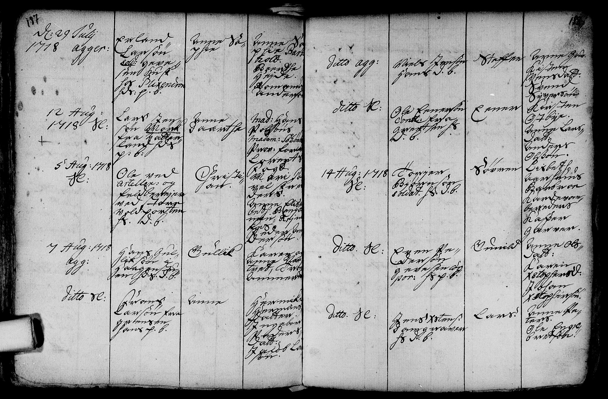 Aker prestekontor kirkebøker, AV/SAO-A-10861/F/L0002: Parish register (official) no. 2, 1714-1720, p. 187-188