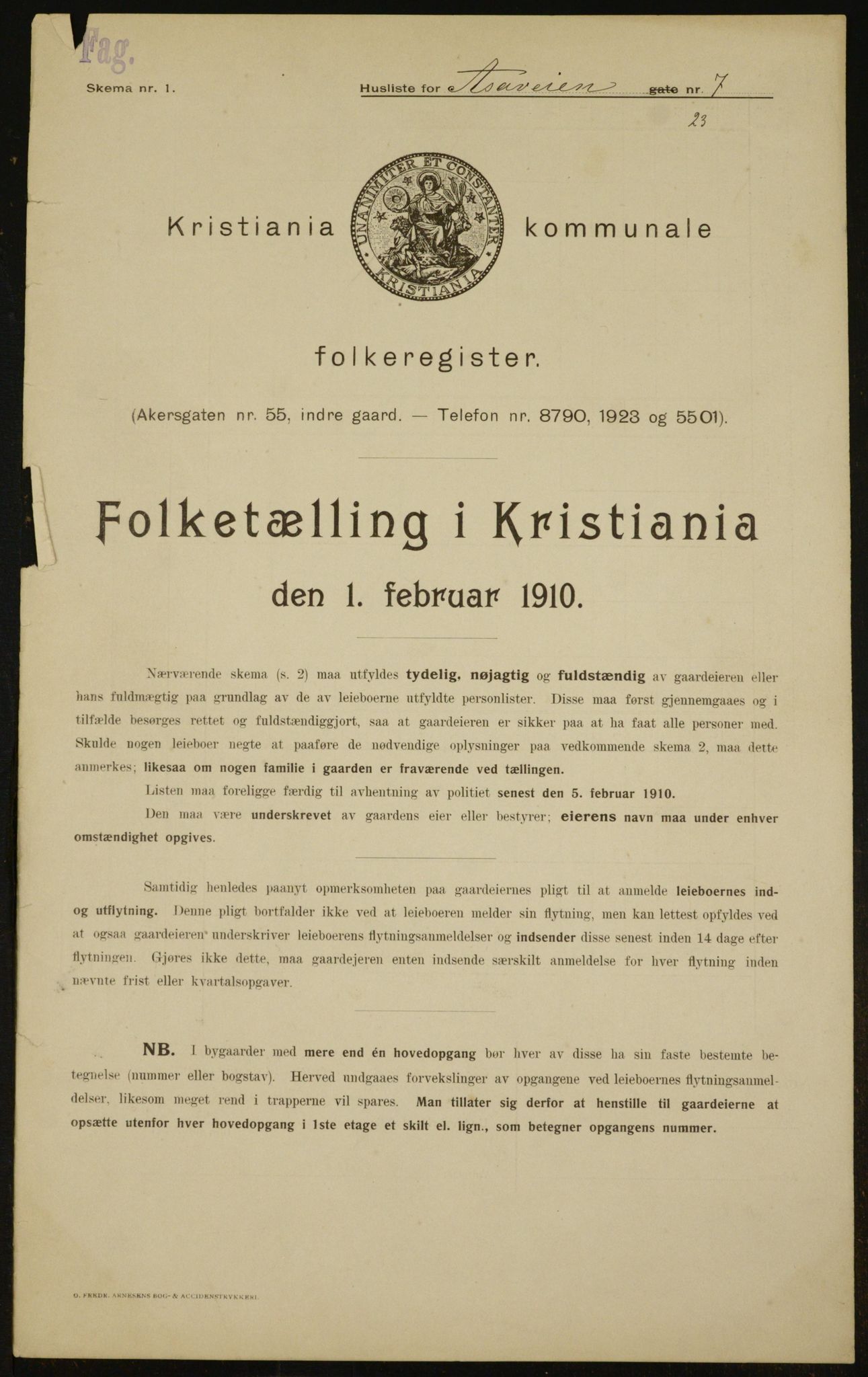 OBA, Municipal Census 1910 for Kristiania, 1910, p. 124156