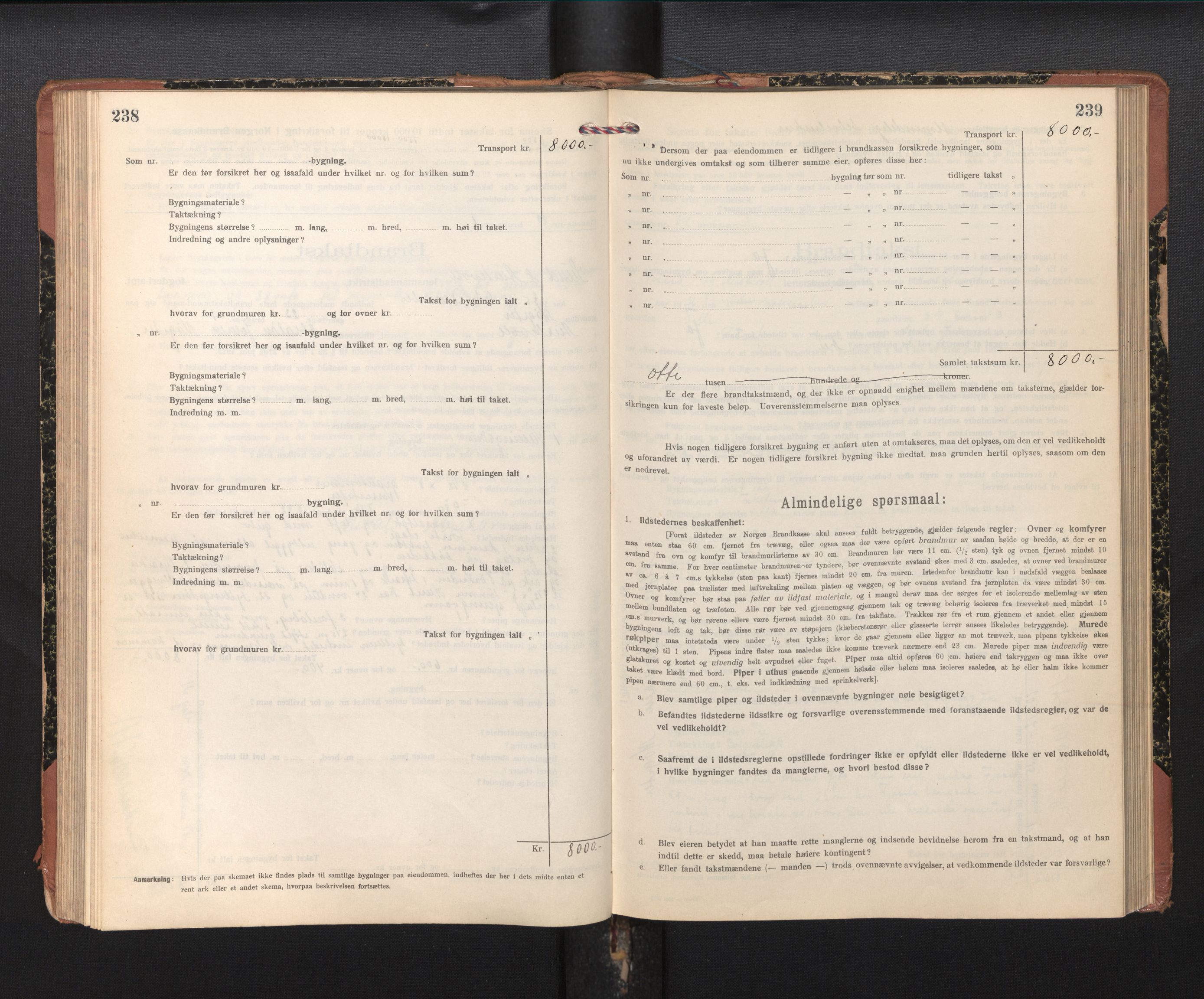 Lensmannen i Sund og Austevoll, AV/SAB-A-35201/0012/L0004: Branntakstprotokoll, skjematakst, 1917-1949, p. 238-239