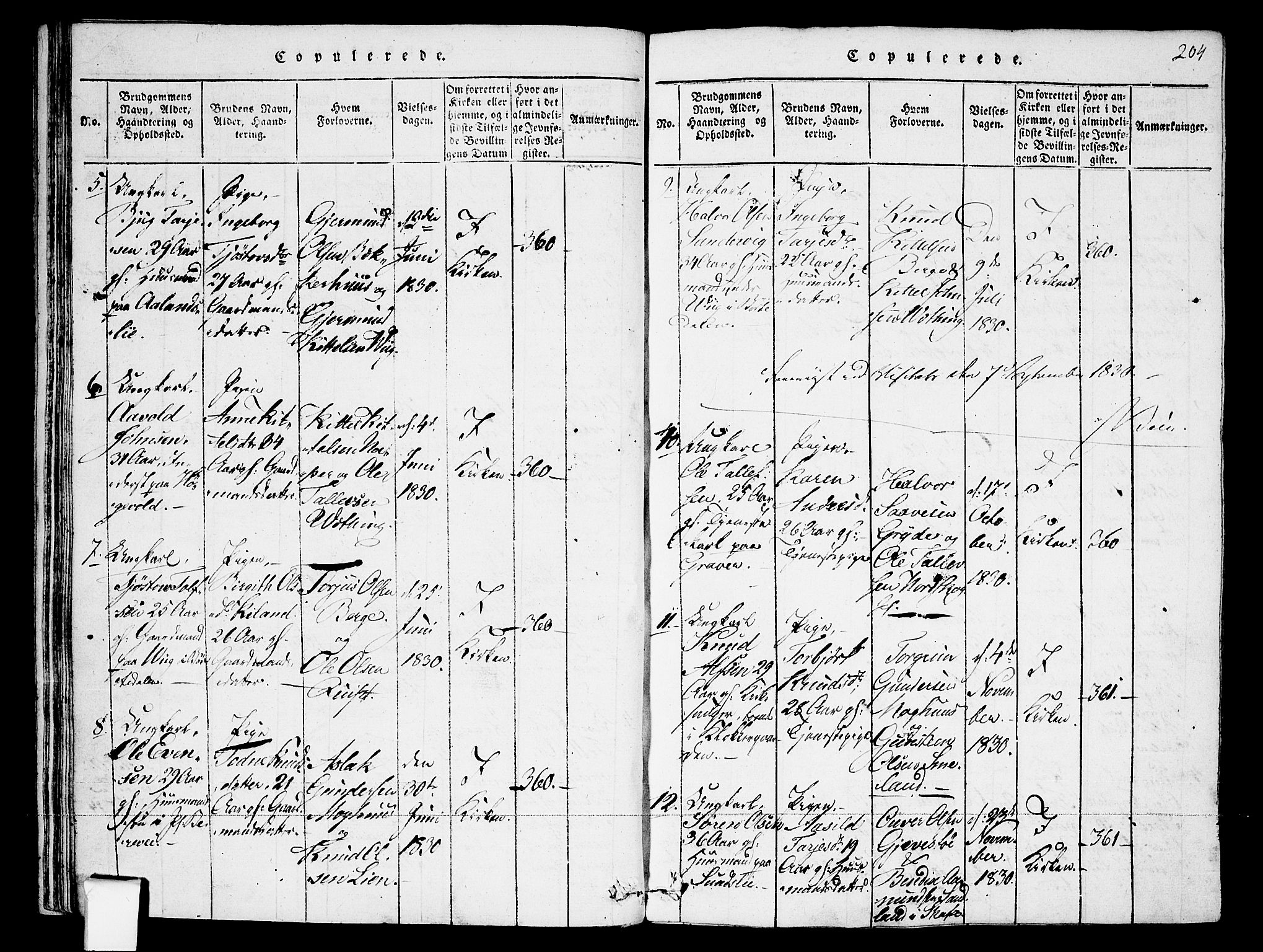 Fyresdal kirkebøker, SAKO/A-263/F/Fa/L0003: Parish register (official) no. I 3, 1815-1840, p. 204