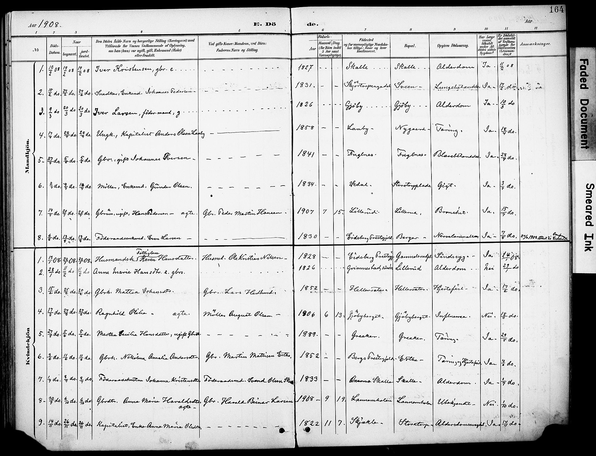 Rakkestad prestekontor Kirkebøker, AV/SAO-A-2008/F/Fb/L0002: Parish register (official) no. II 2, 1900-1920, p. 164