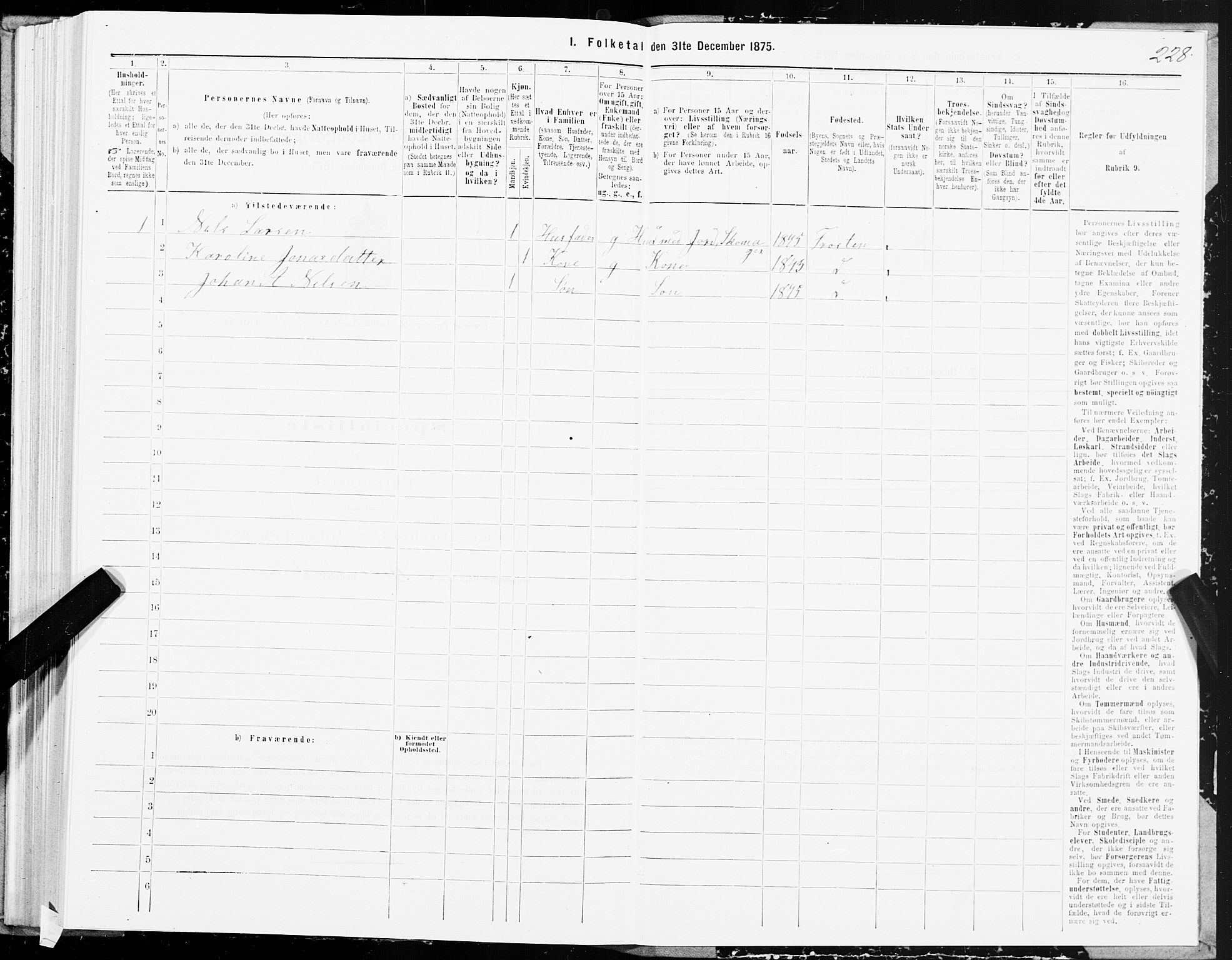 SAT, 1875 census for 1717P Frosta, 1875, p. 1228